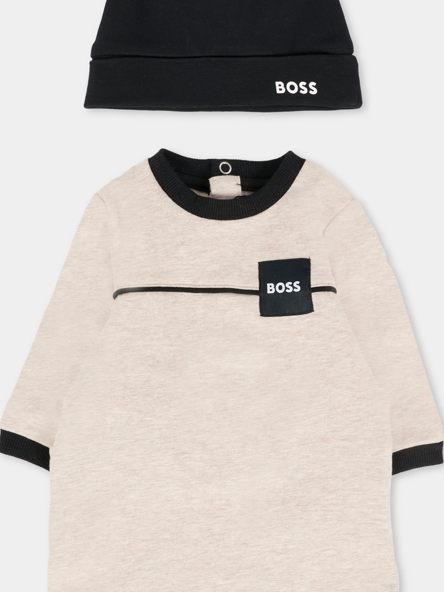 Set tutina beige per neonato con patch,Boss,J52487 B51