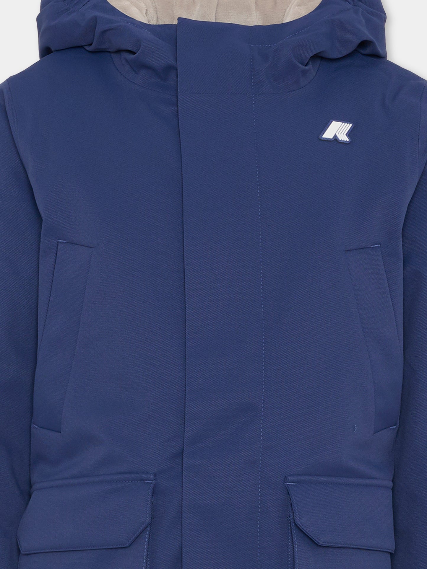 Parka Jarko Twill Marmotta blu per bambino con logo,K-way,K1128HW B2B