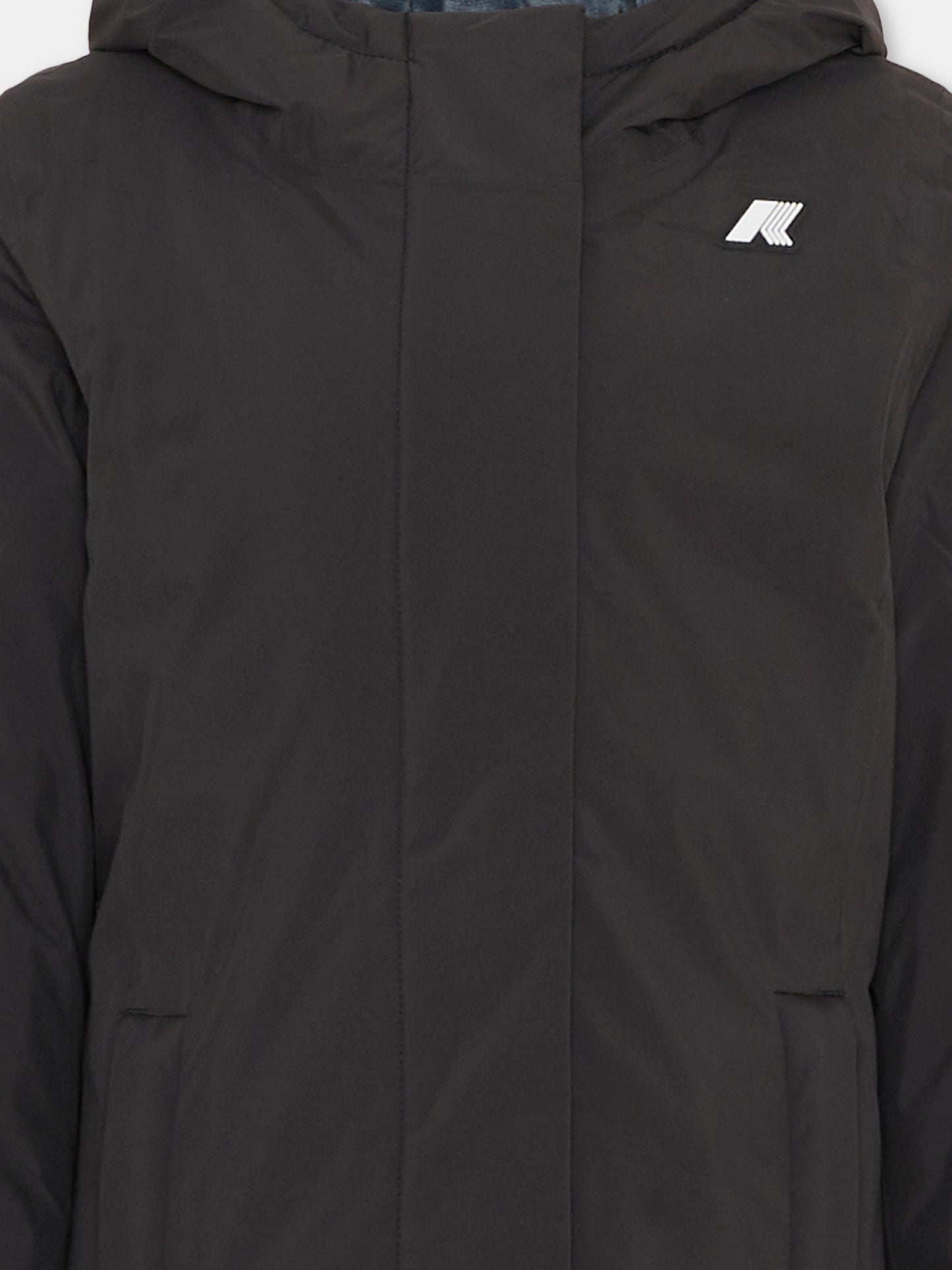 Parka Denise Marmotta nero per bambini con logo,K-way,K41383W AL8