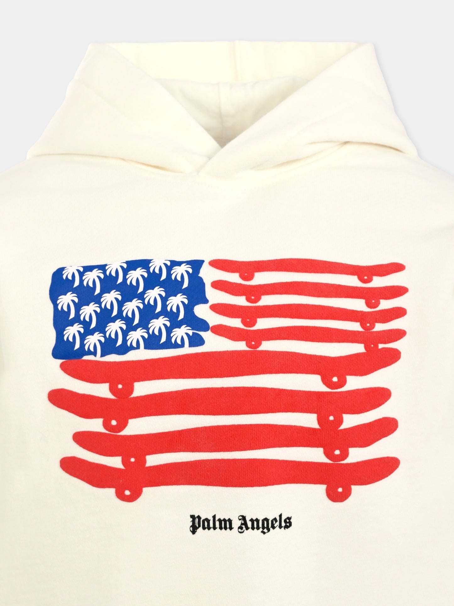 Felpa avorio per bambino con bandiera americana,Palm Angels,PBBB012F25FLE0040325
