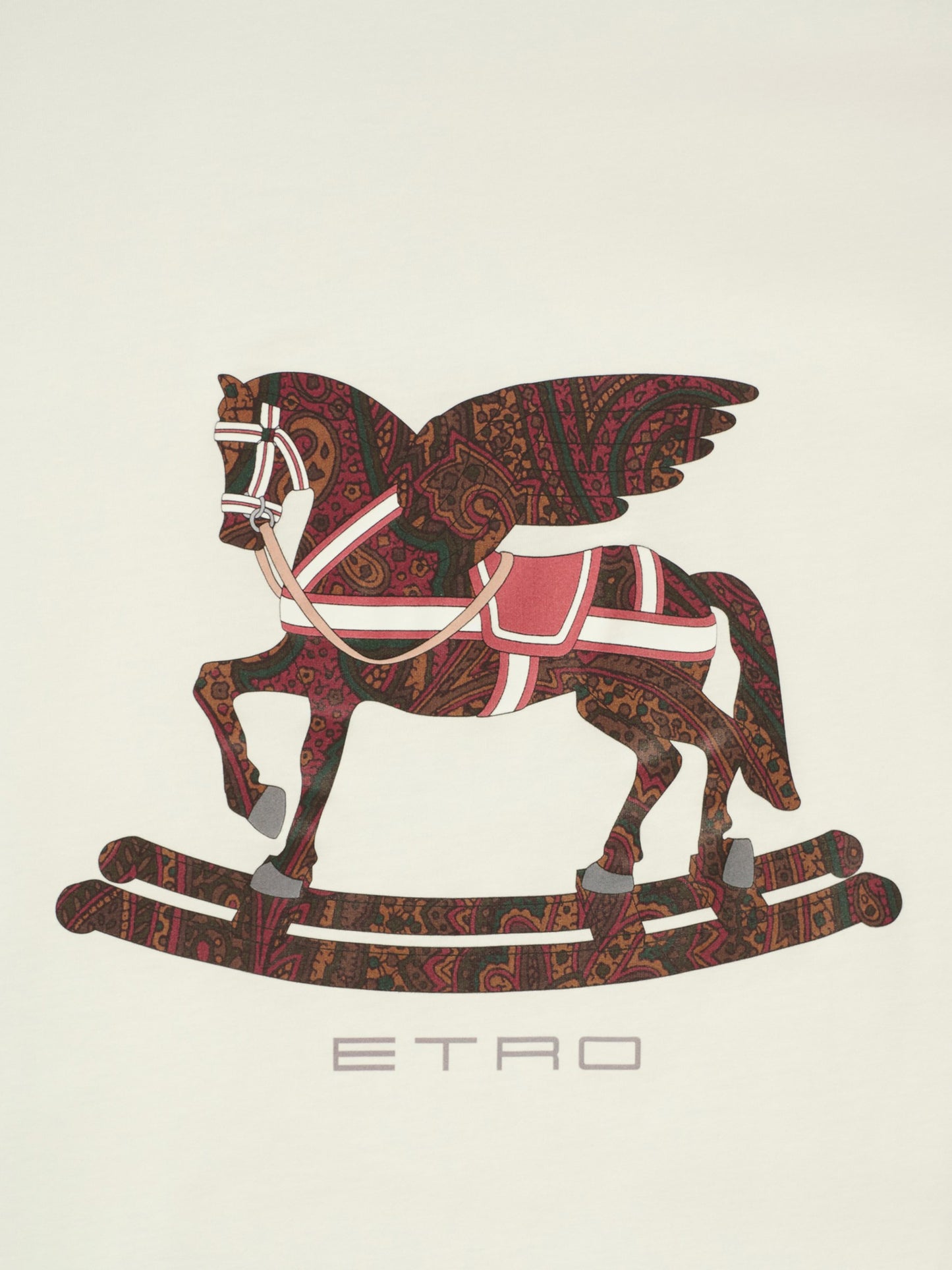 Coperta bianca per neonati con Pegaso e stampa paisley,Etro,GX0540 Z3186 101MA