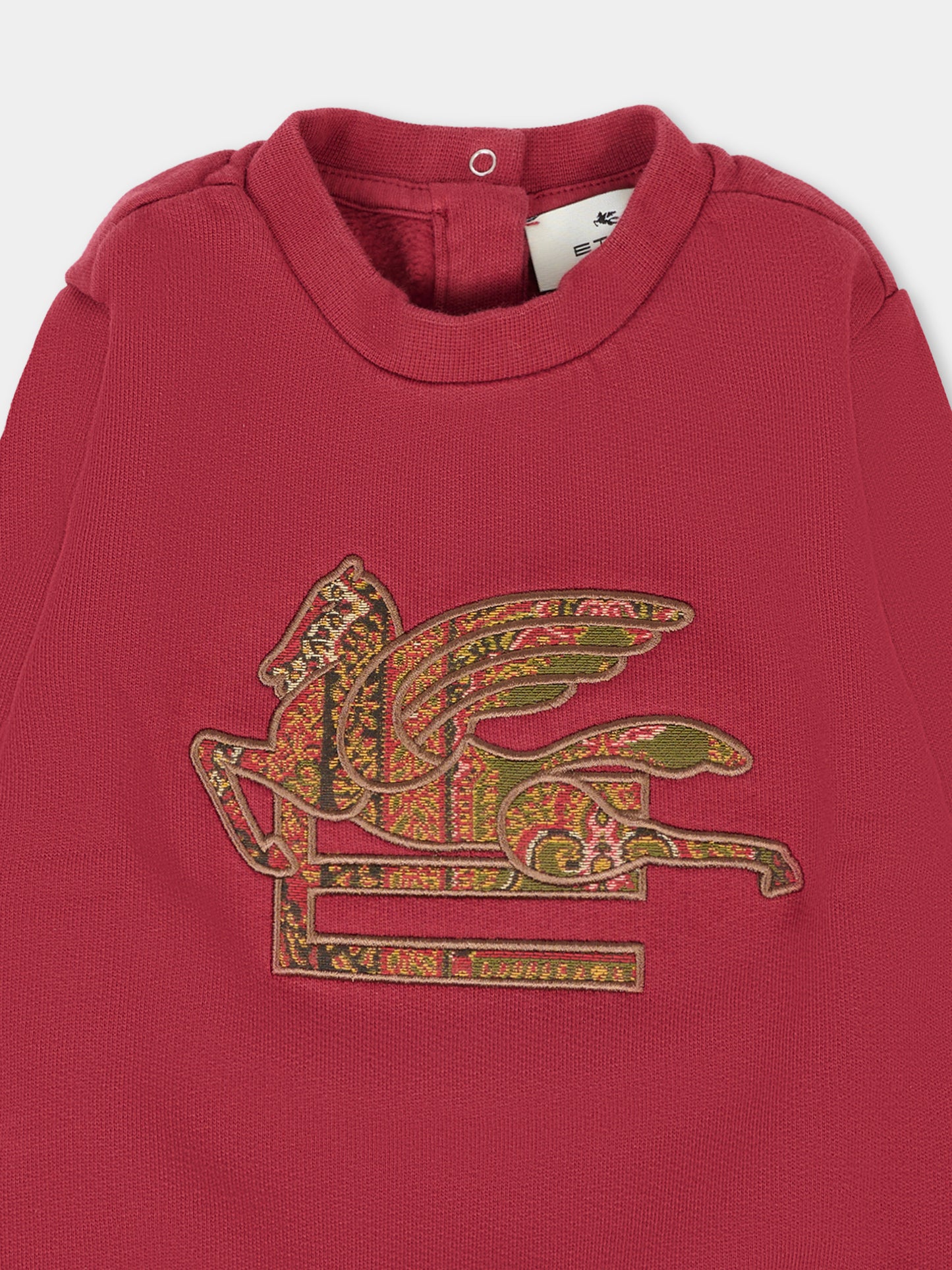 Felpa bordeaux per neonati con logo e Pegaso,Etro,GX4510 Z3333 416