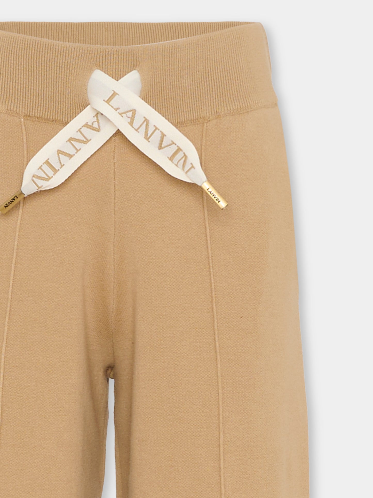 Pantaloni beige per bambina con logo,Lanvin Petite,N30274 P51
