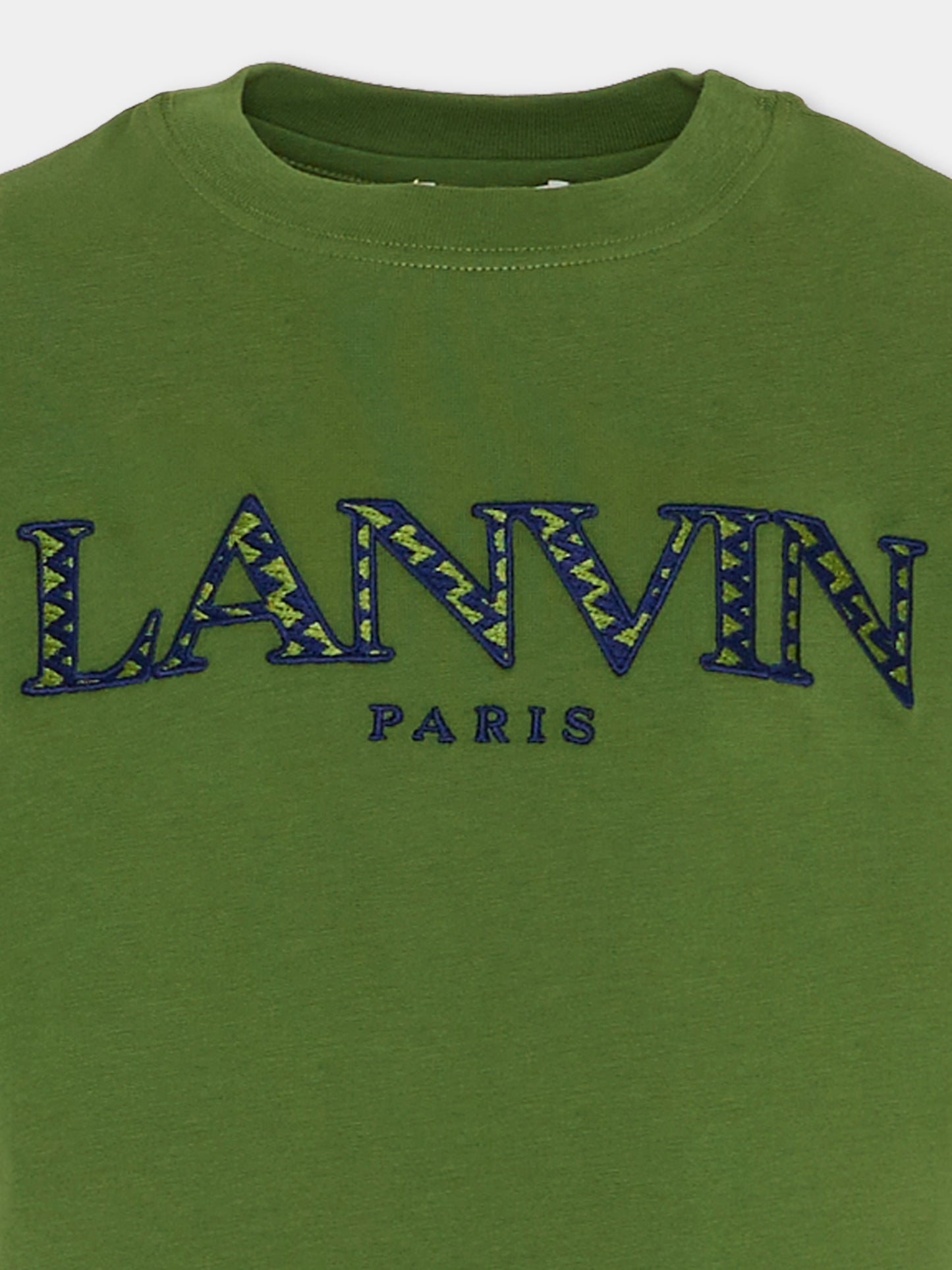 T-shirt verde per bambino con logo,Lanvin Petite,N30283 625