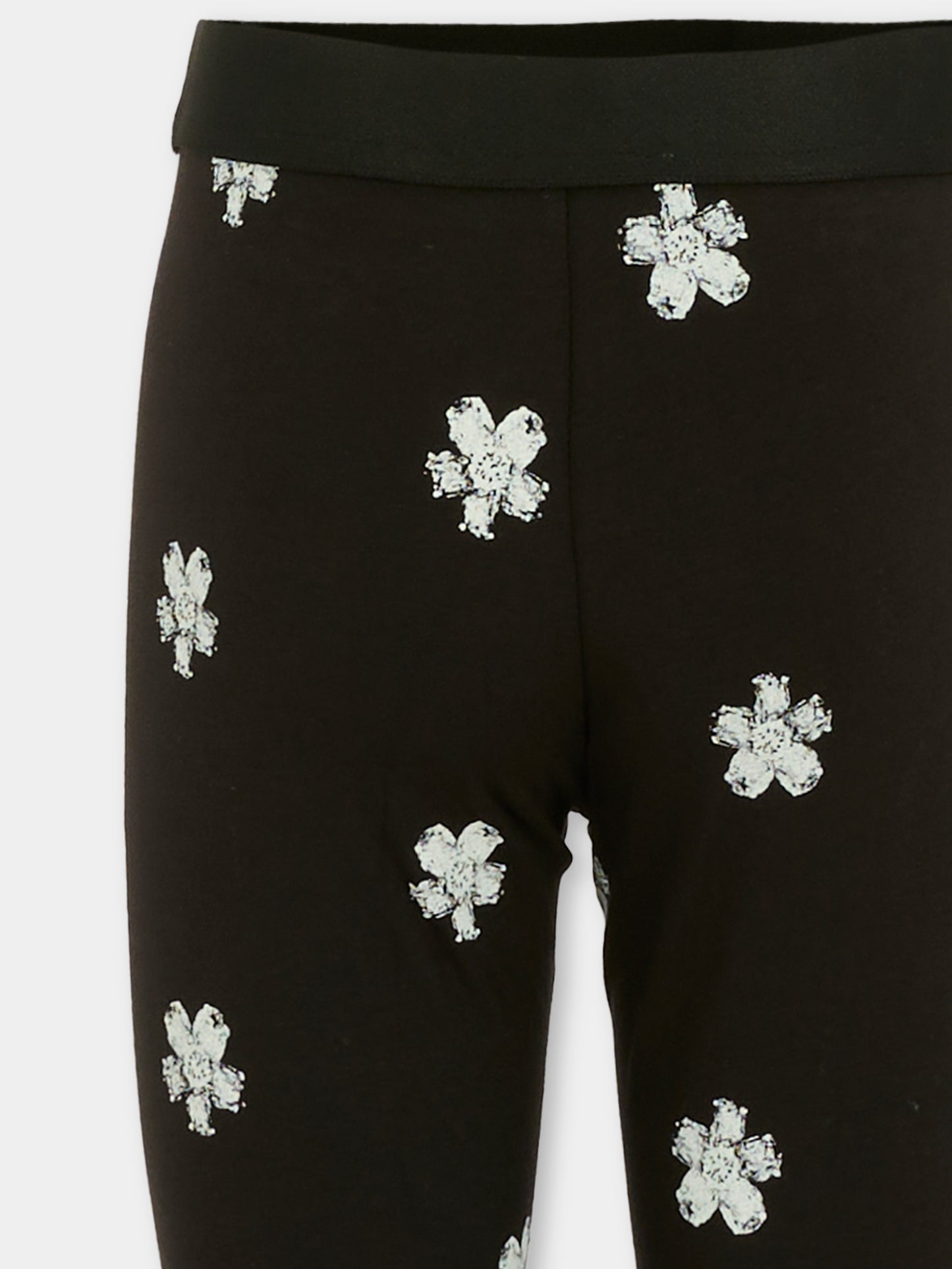 Leggings neri per bambina con fiori all over,Marc Jacobs,W60592 09B