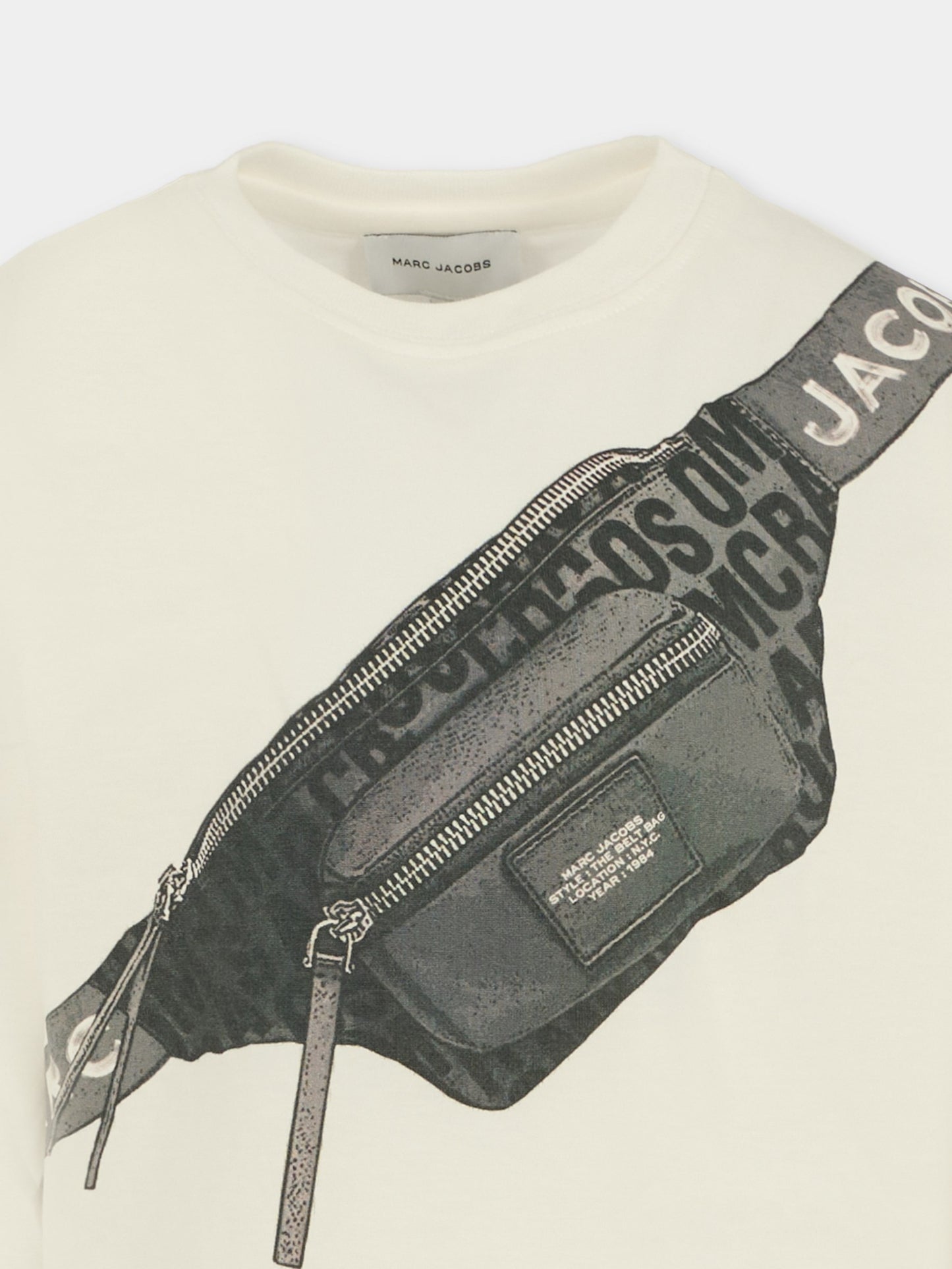 T-shirt avorio per bambino con stampa marsupio,Marc Jacobs,W60635 126