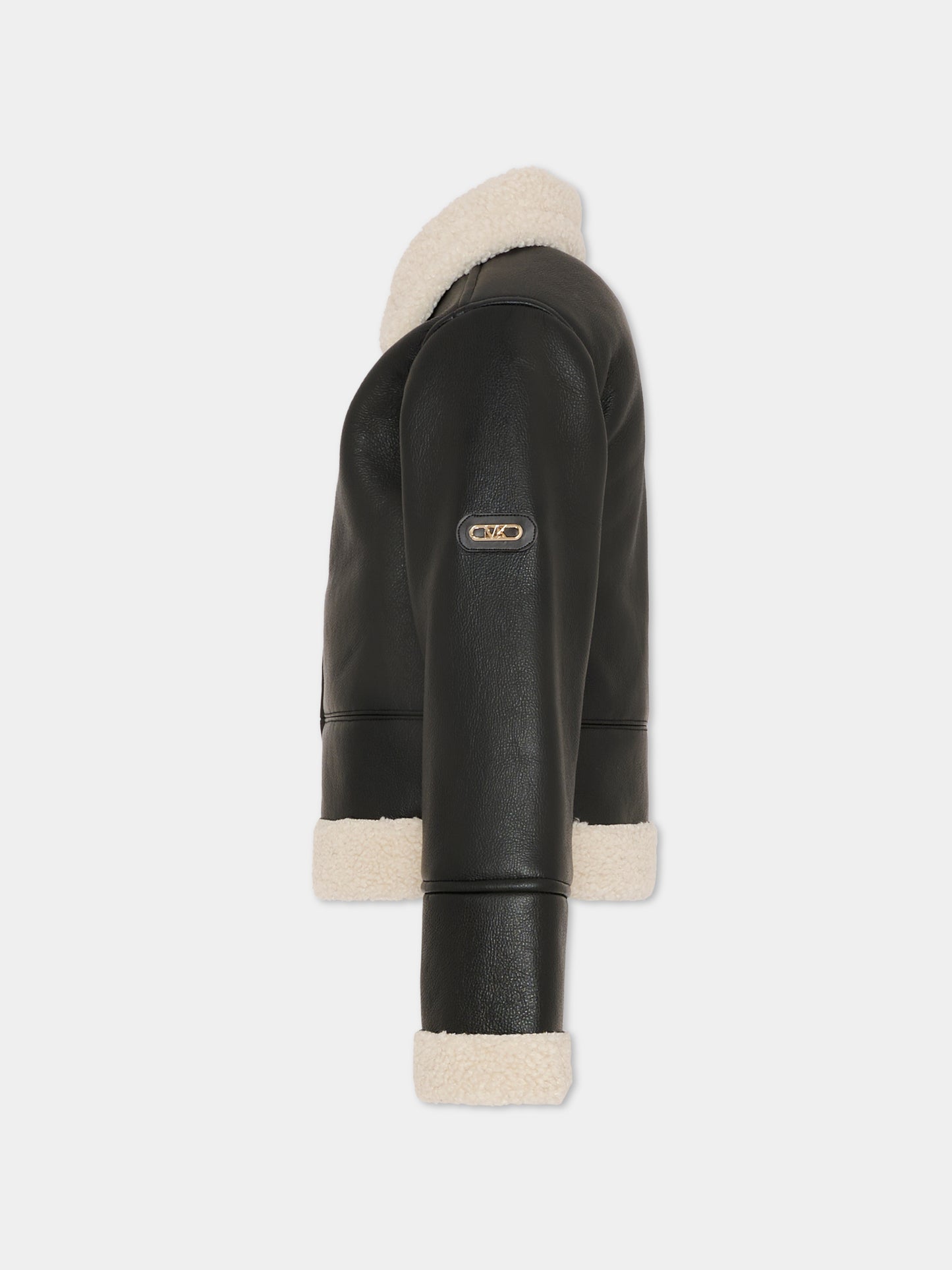 Ecopelliccia marrone per bambina con logo,Michael Kors,R30455 342