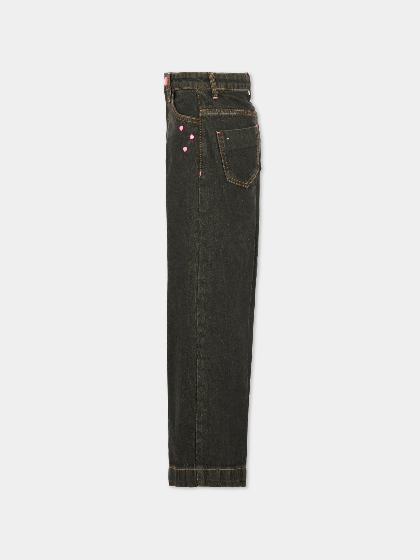 Jeans neri per bambina con cuori,Billieblush,U21340 Z21