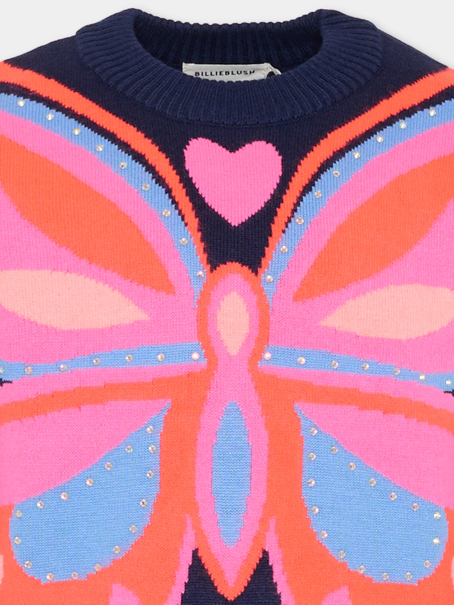 Maglione blu per bambina con farfalla,Billieblush,U21368 85T