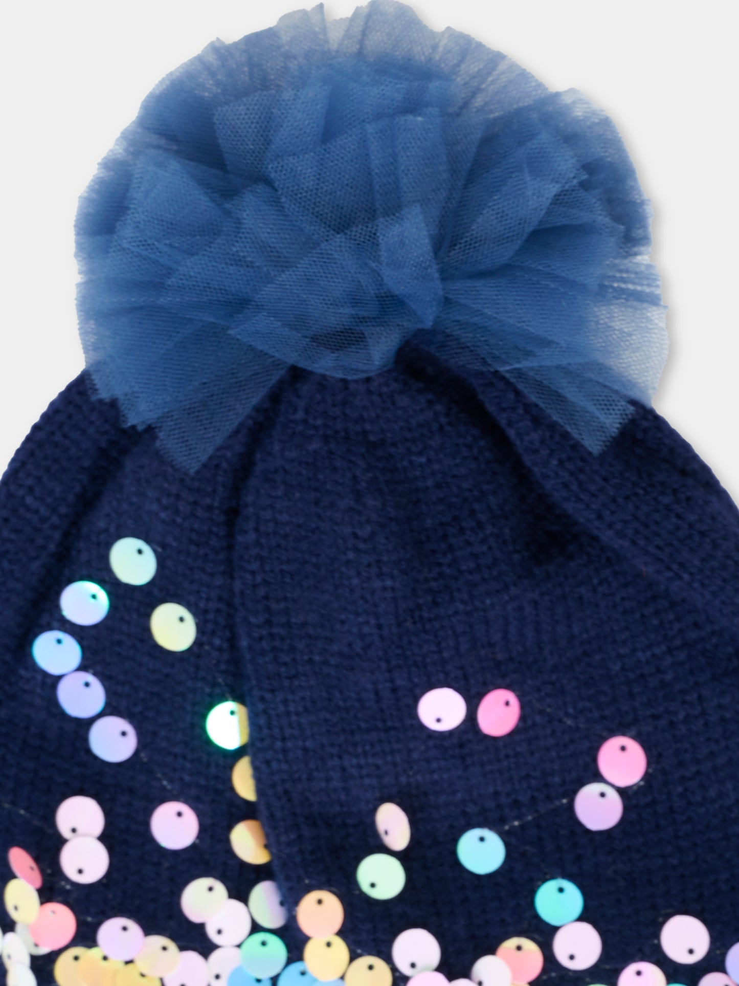 Berretto blu per bambina con paillettes,Billieblush,U21510 85T