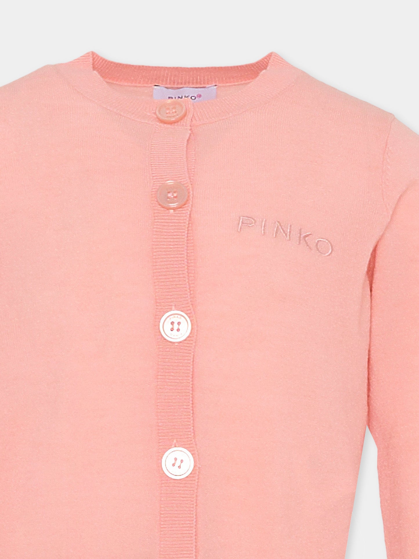 Cardigan rosa per bambina con logo,Pinko,KFMA015.C.FL084.C039