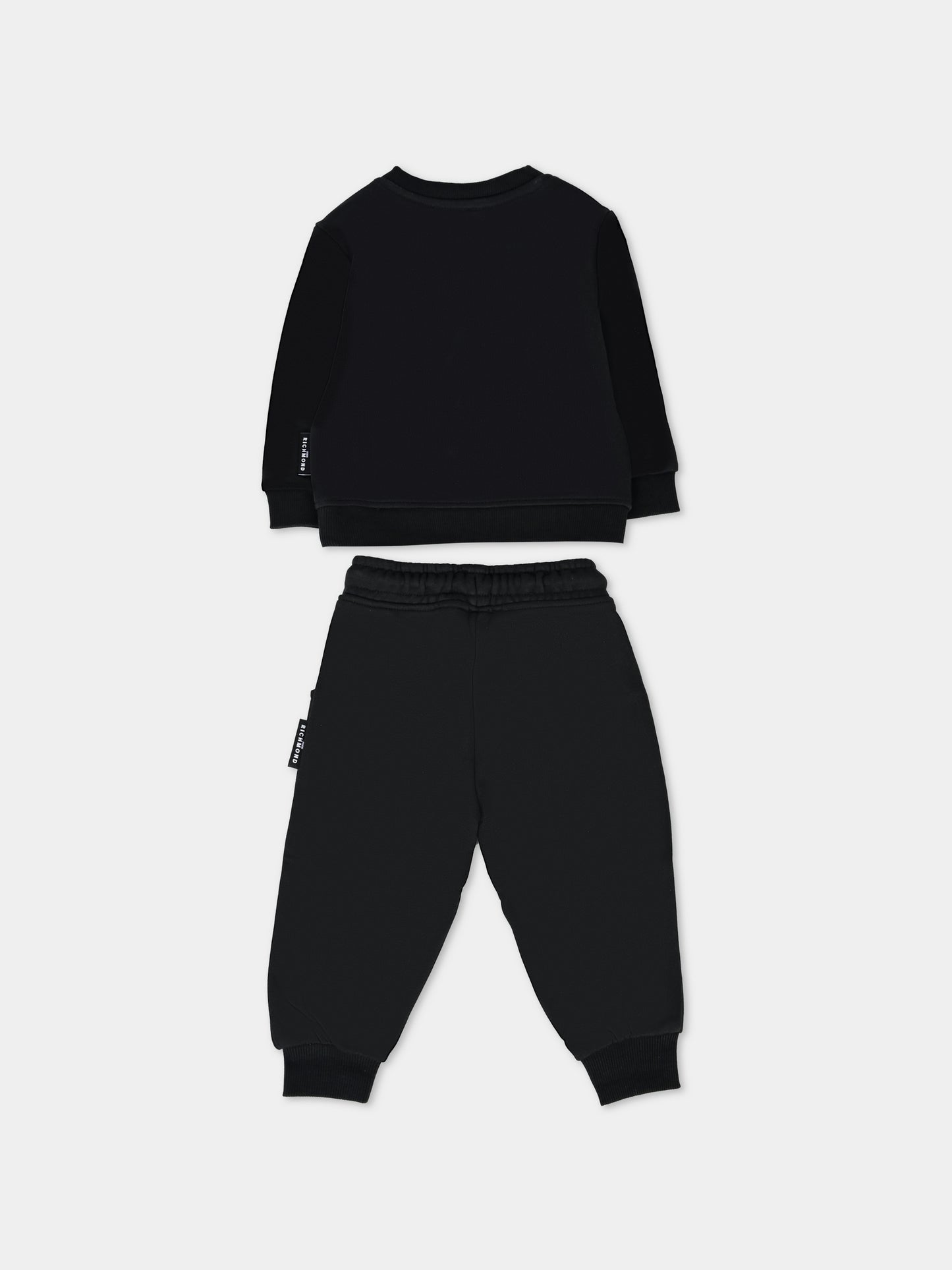 Completo nero per neonati con logo,Richmond,RIA25016CF BLACK