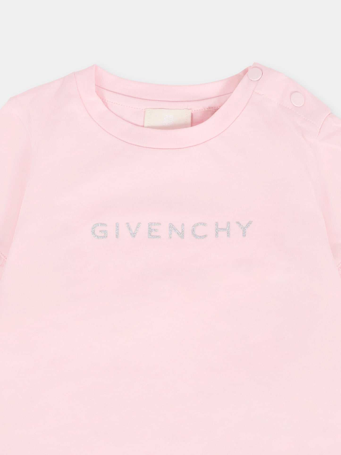 T-shirt rosa per neonata con logo,Givenchy Kids,H30903 44Z