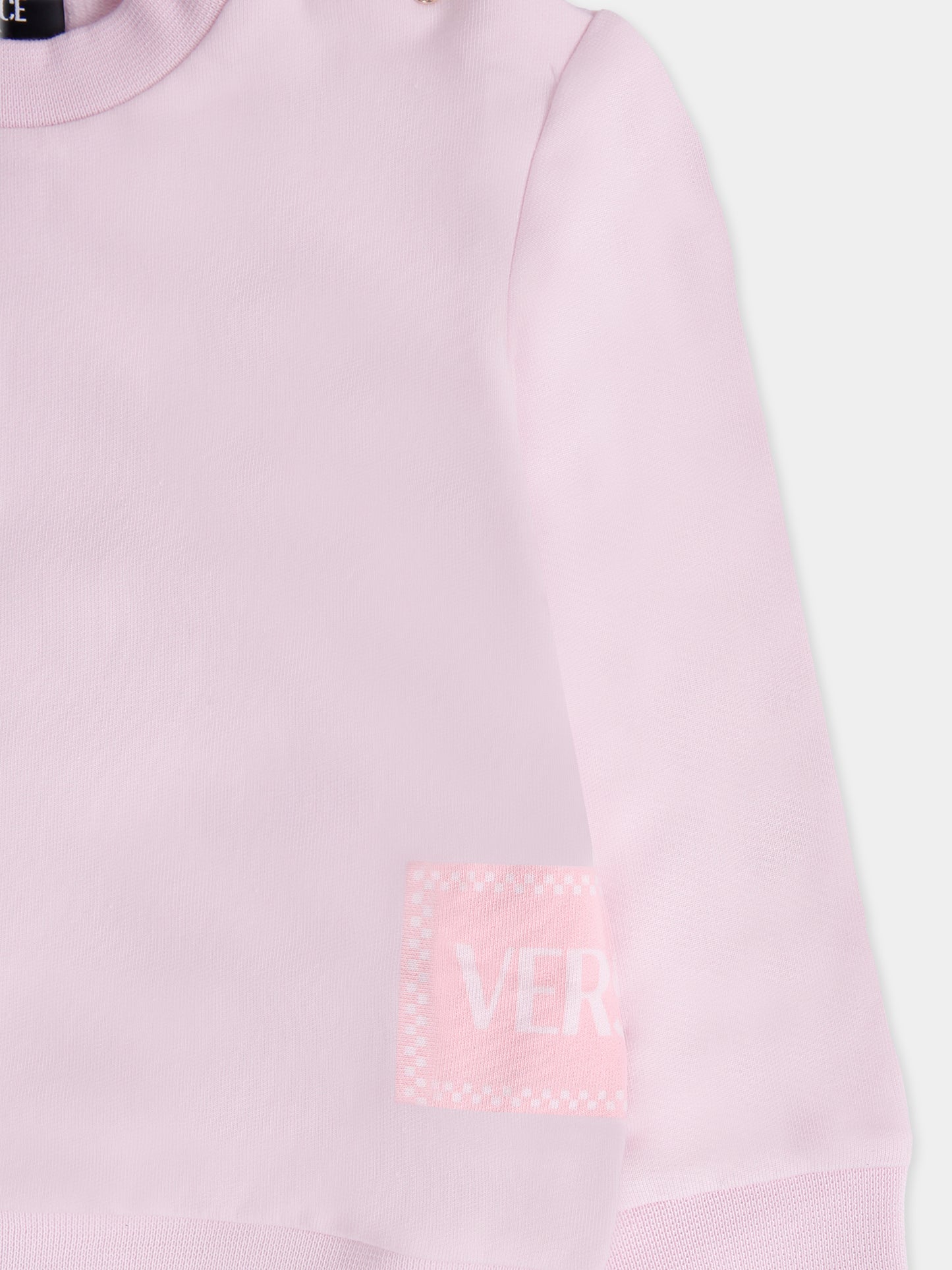 Completo sportivo rosa con '90s vintage logo per neonata,Versace,1017967 1A15248 2P3A0