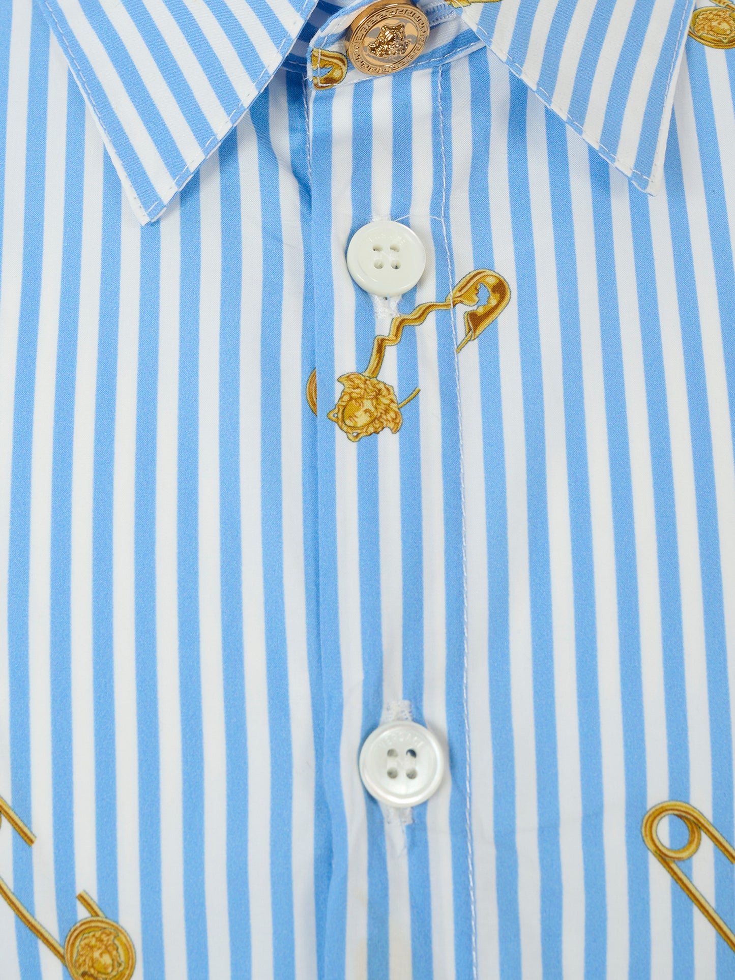 Camicia celeste per bambino con spille,Versace,1018255 1A14827 5UE60