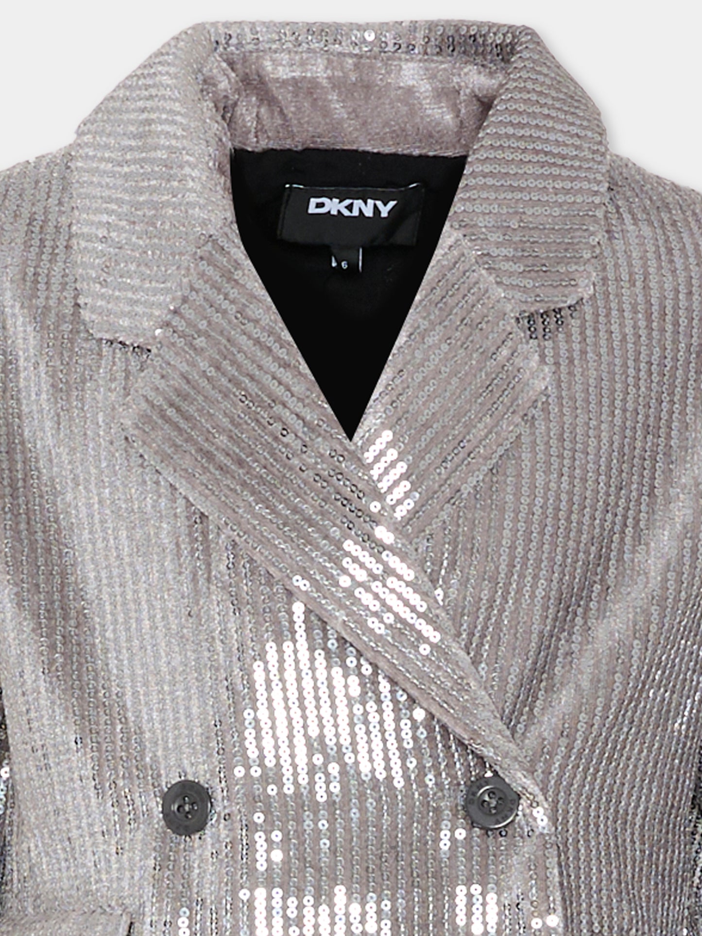 Giacca argento per bambina con paillettes,Dkny,D62375 016