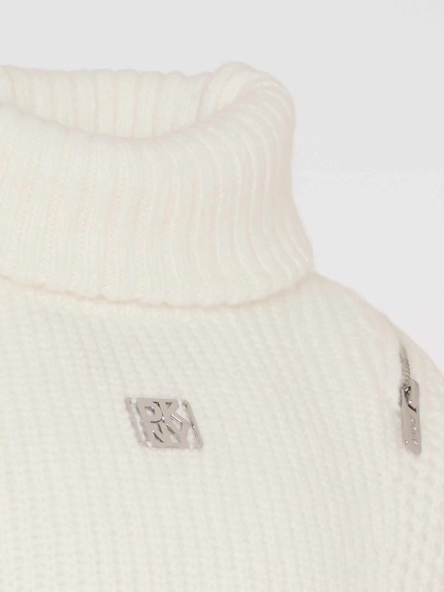 Maglia gilet crop avorio per bambina con logo,Dkny,D62382 117