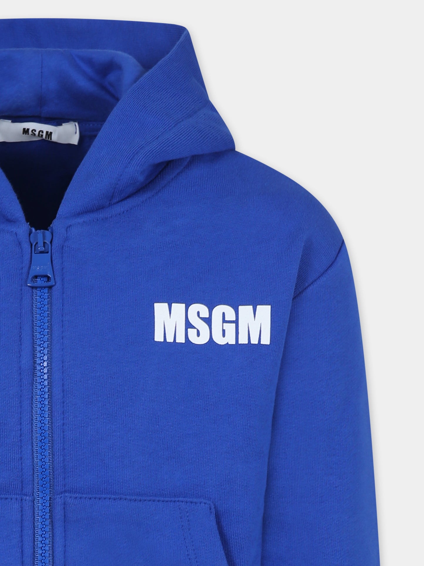 Felpa blu per bambini con logo e scritta,Msgm Kids,F4MSJUZH073 130
