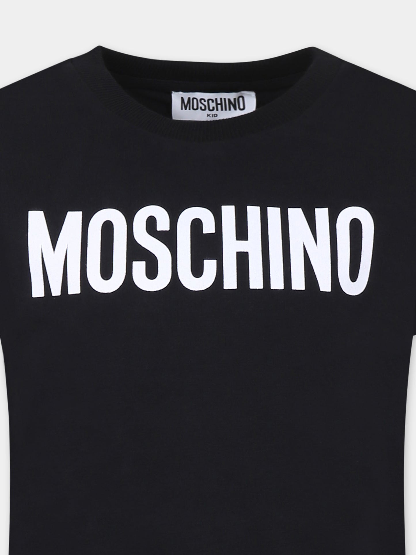 T-shirt nera per bambini con logo,Moschino Kids,HUM052 LBA24 60100