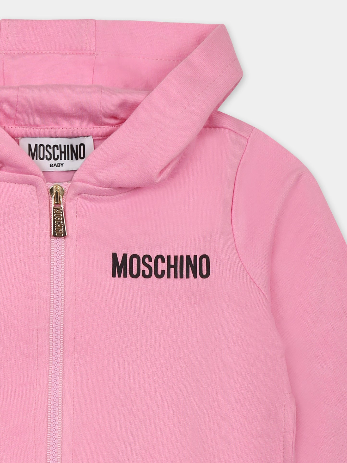 Pink sweatshirt for baby girl with Teddy Bears