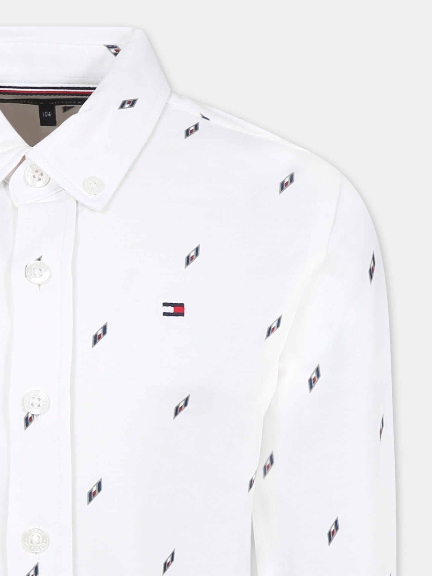 Camicia bianca per bambino con bandierina all over,Tommy Hilfiger Junior,KB0KB09267 YBS