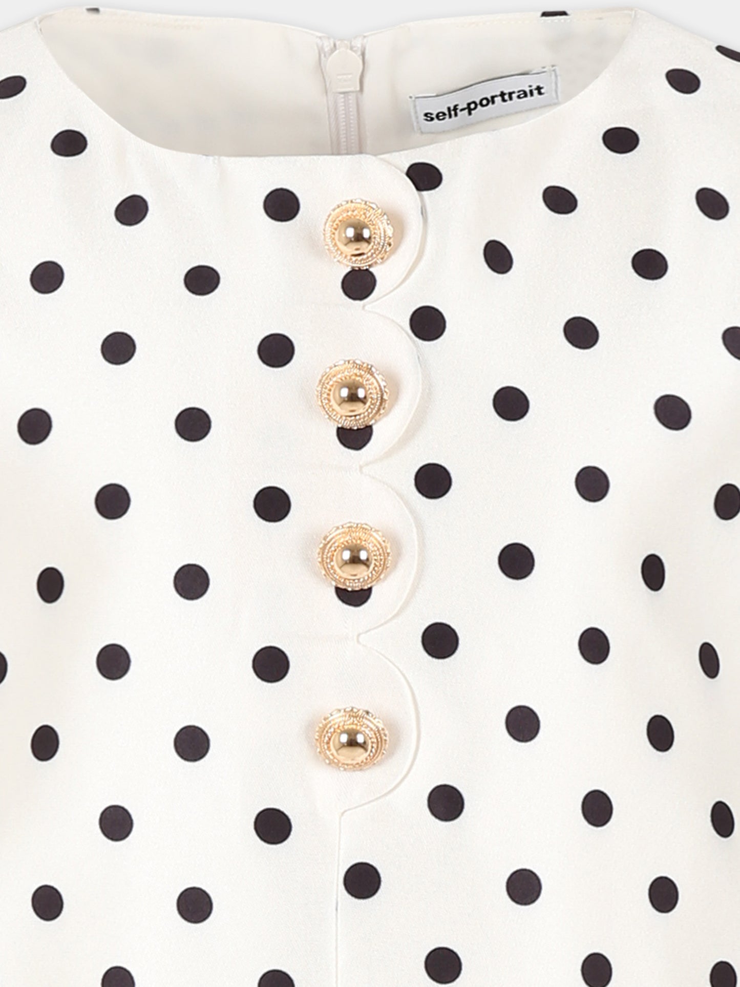 Vestito avorio per bambina con pois,Self-portrait,SS25-721S-C