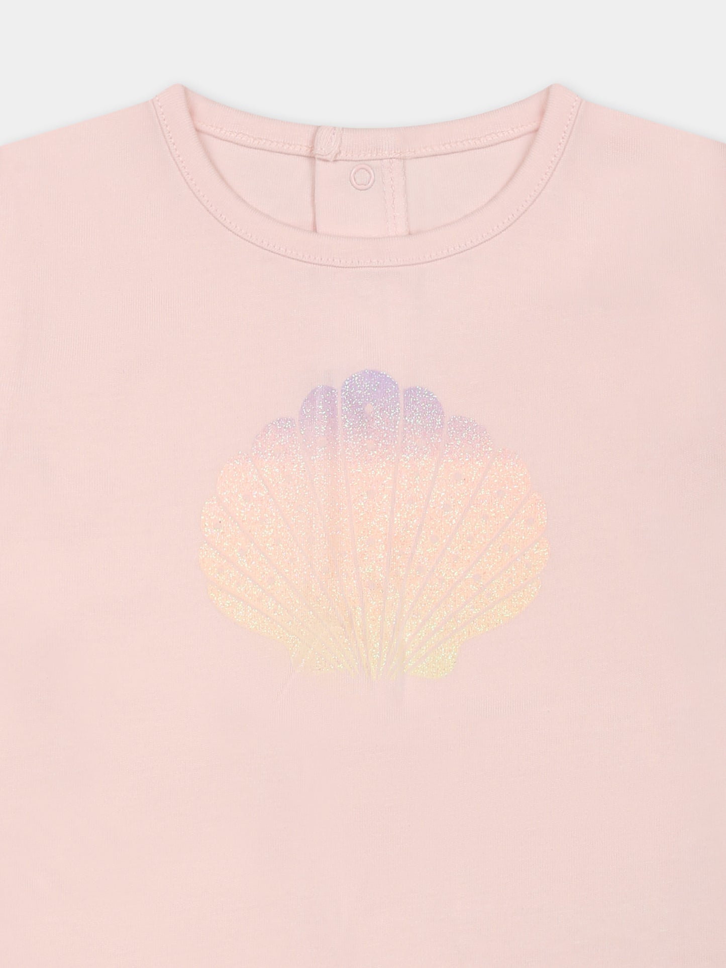 Pink t-shirt for baby girl with shell