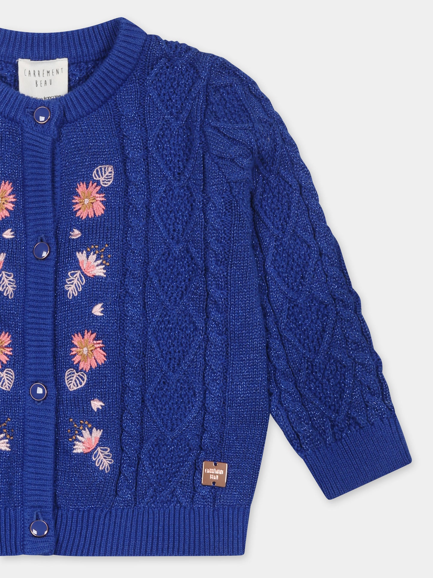 Cardigan blu per neonata con fiori,Carrement Beau,Y30163 829