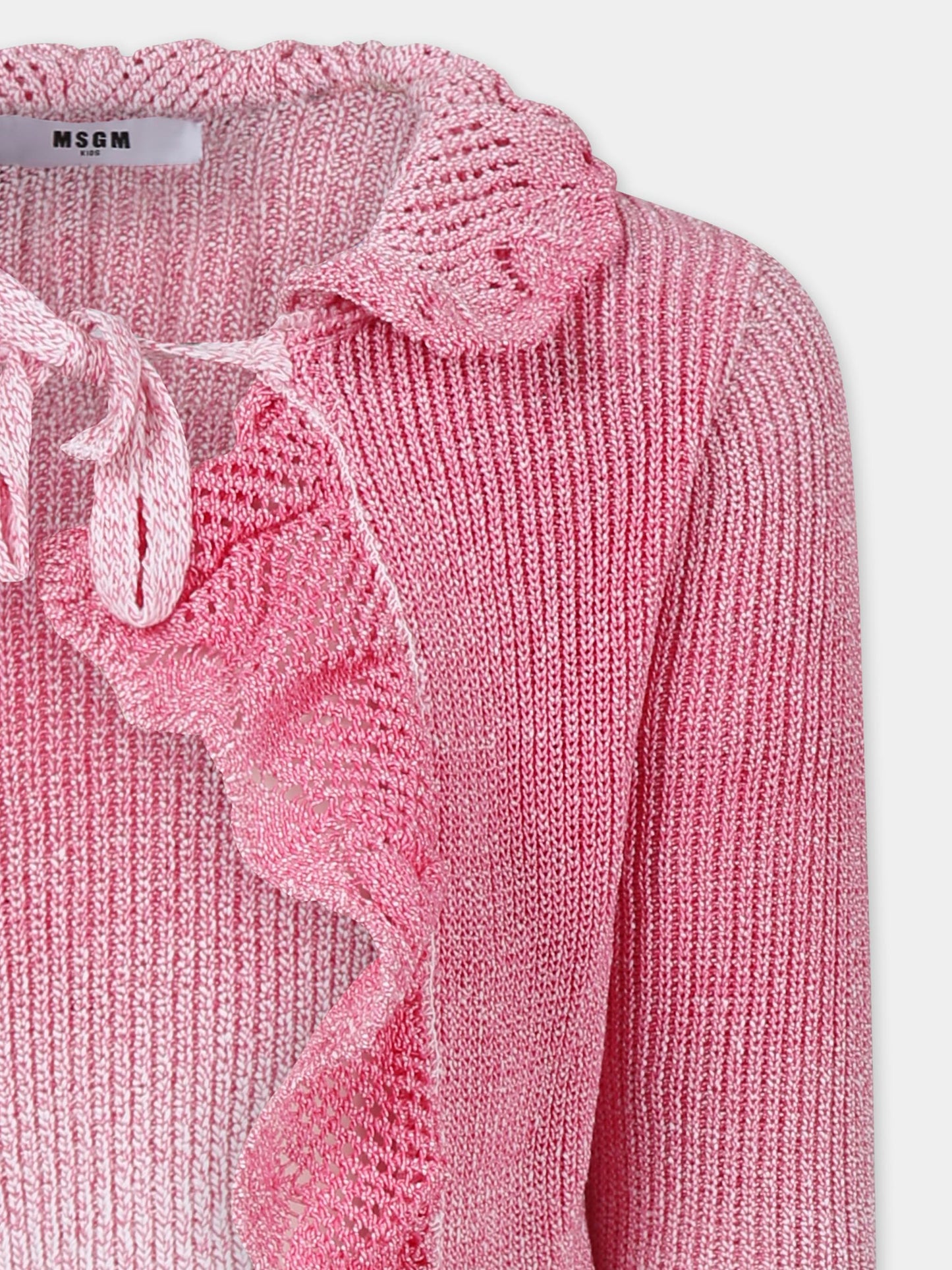 Cardigan rosa per bambina con logo,Msgm Kids,S5MSJGCA146 MS003