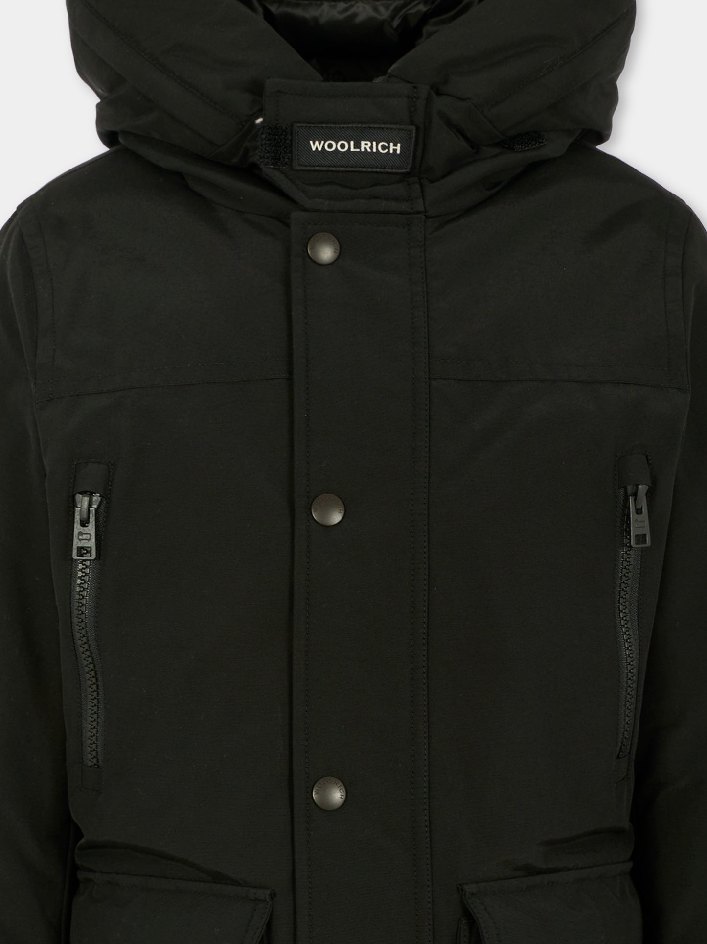 Parka New Ramar Arctic nero per bambino con logo,Woolrich Kids,CFWKOU0464MRUT0641 - UT0641 - BLK