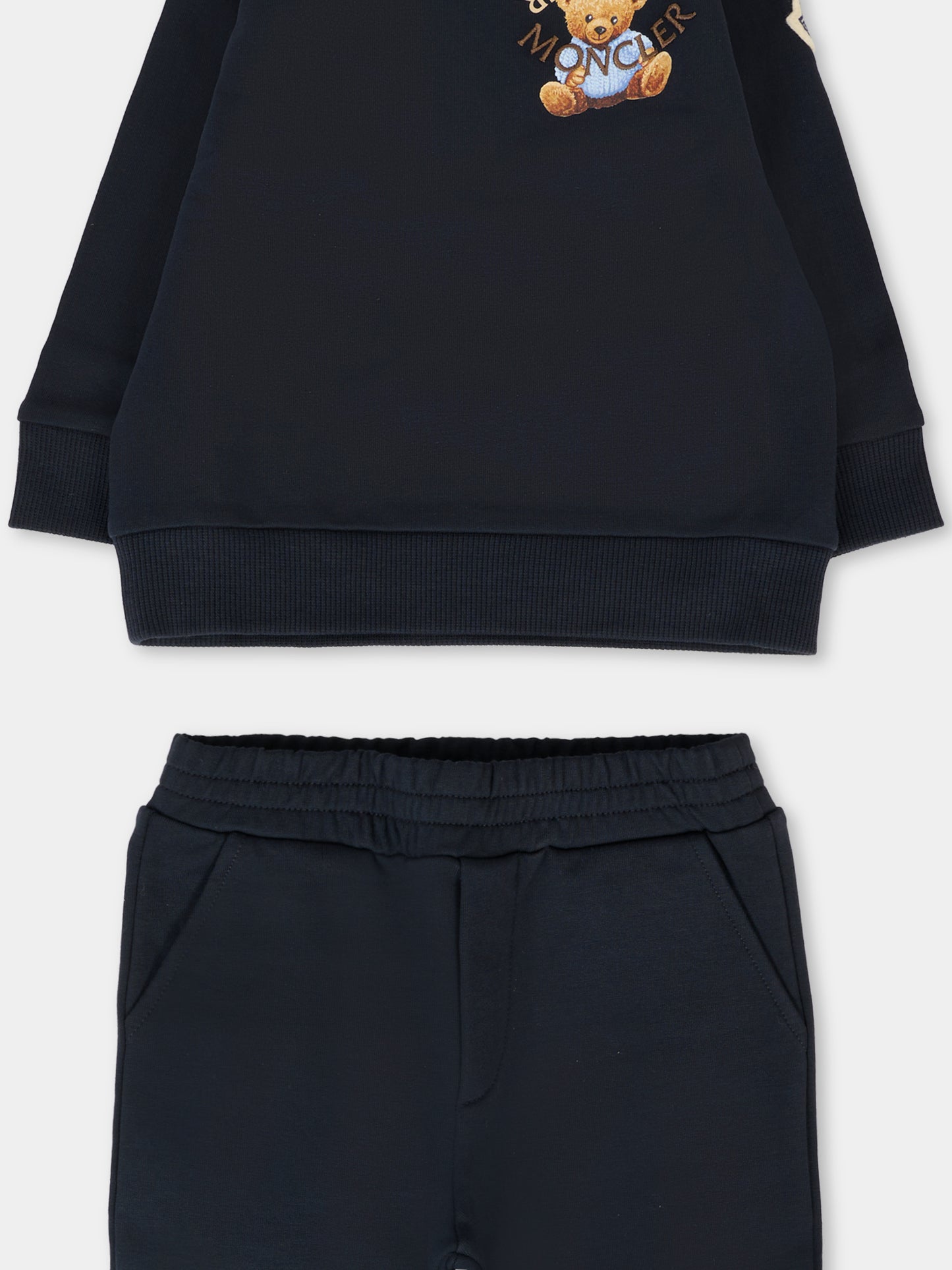 Completo blu per neonato con orsetto,Moncler Kids,K2951 8M00008 89AM3 778