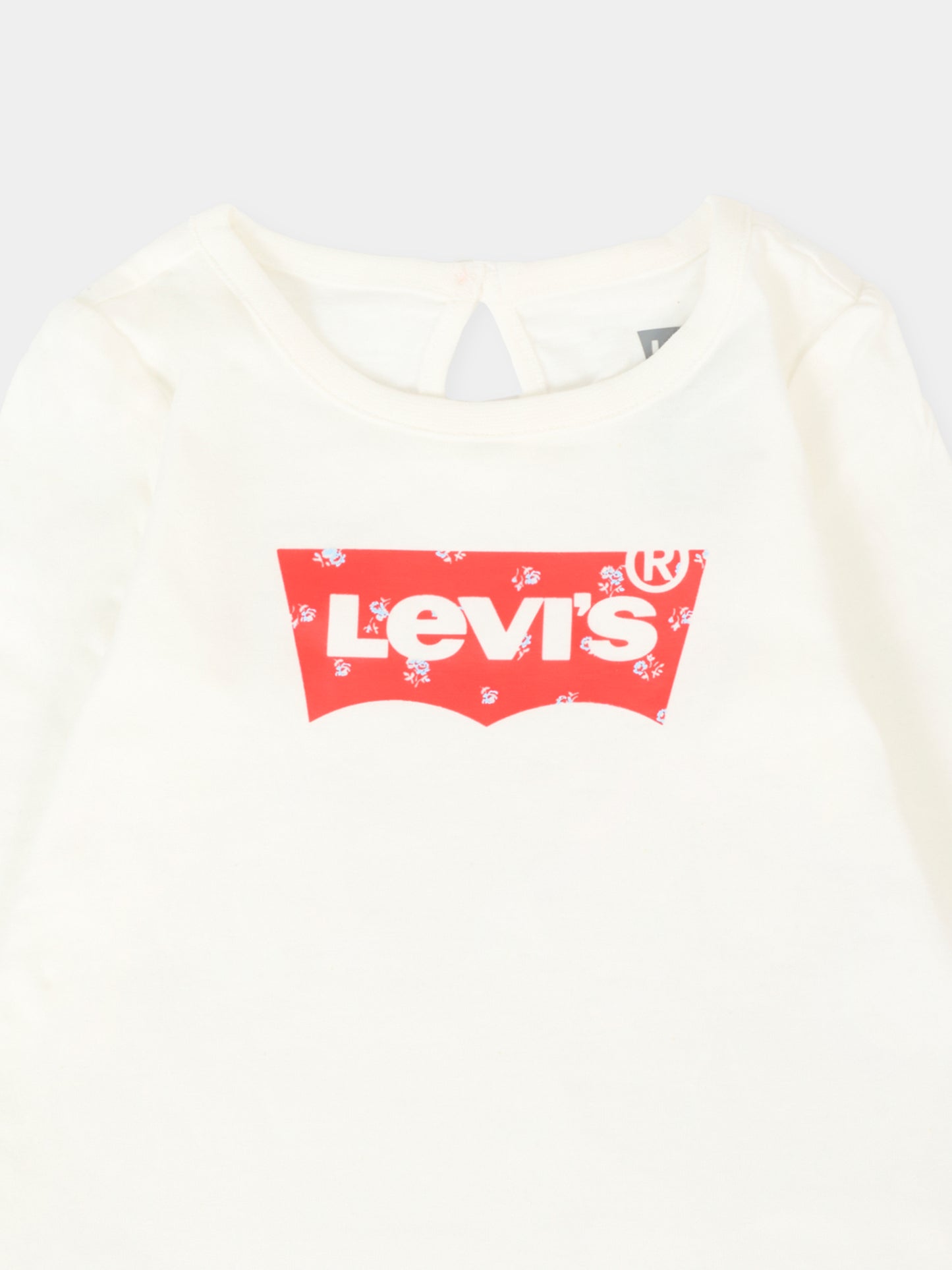 T-shirt bianca per neonata con logo e fiori,Levi's Kids,1EN569 W8J