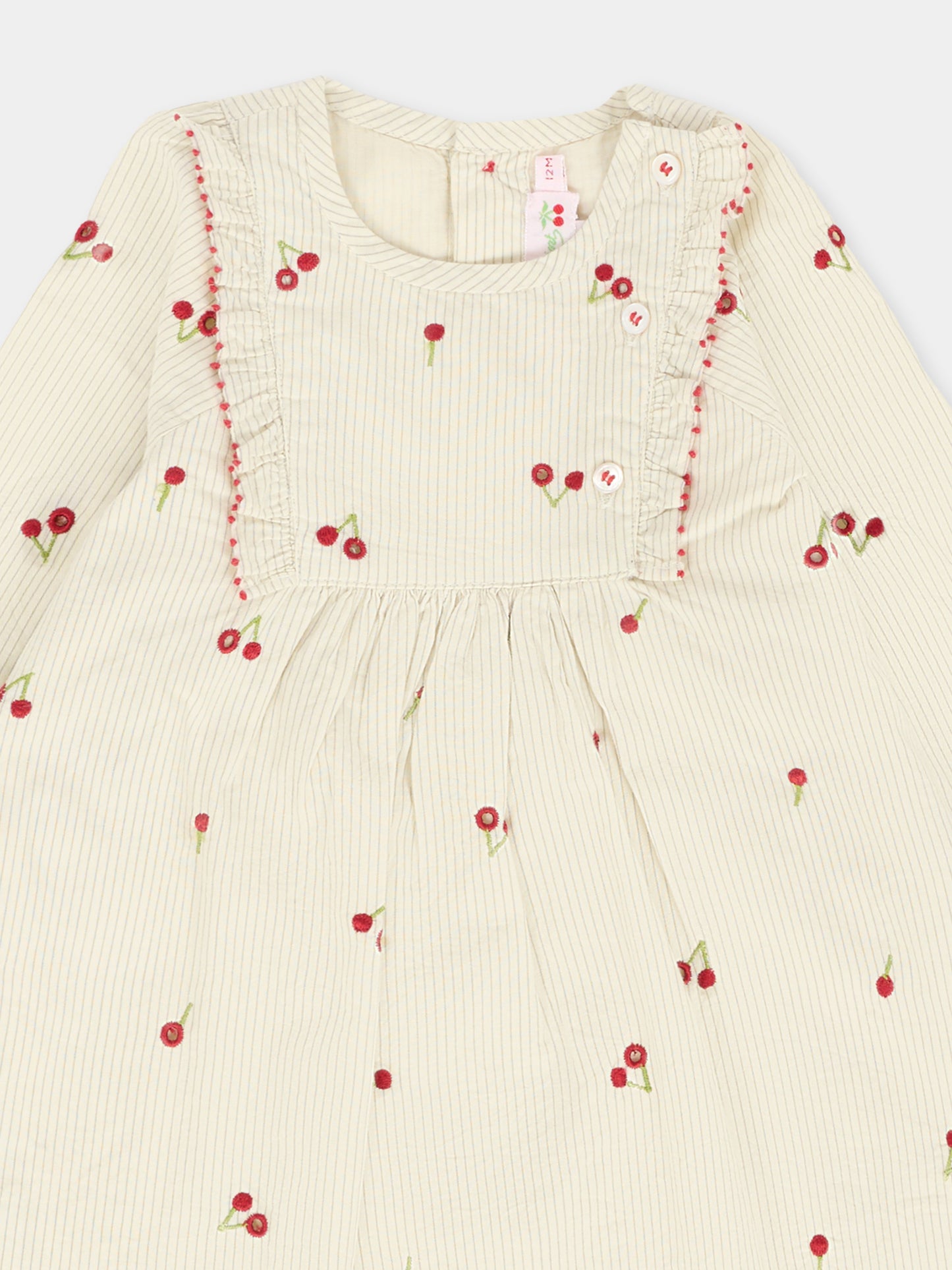Vestito avorio per neonata con ciliegie,Bonpoint,W05XDRW00009 151E
