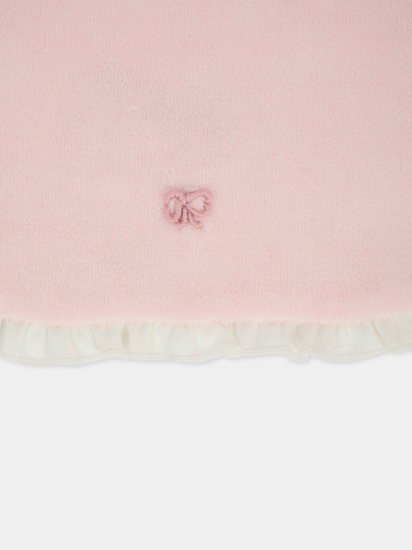 Bavaglino rosa per neonata con fiocco,La Stupenderia,1TBBV02L03