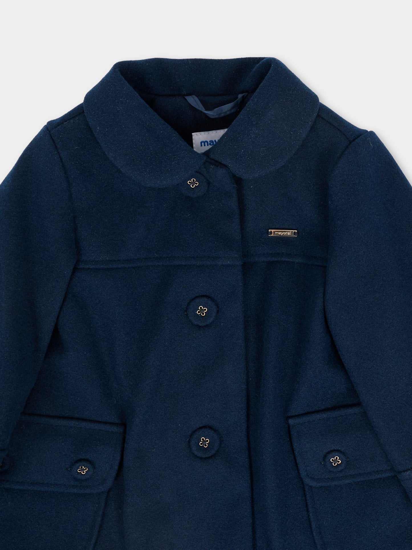 Cappotto blu per neonata con patch logato,Mayoral,2433 028