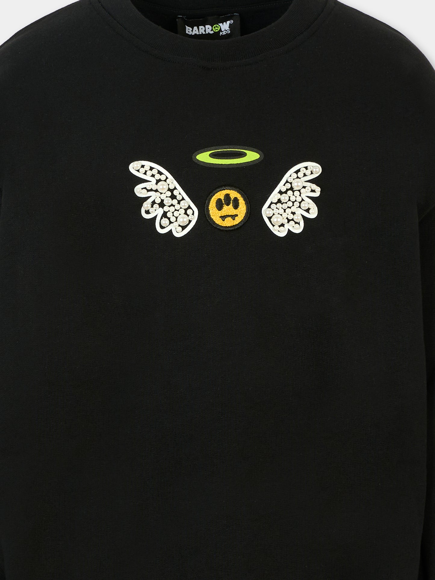 Felpa nera per bambina con stampa Bear e perle,Barrow,F5BKJGSW184 110