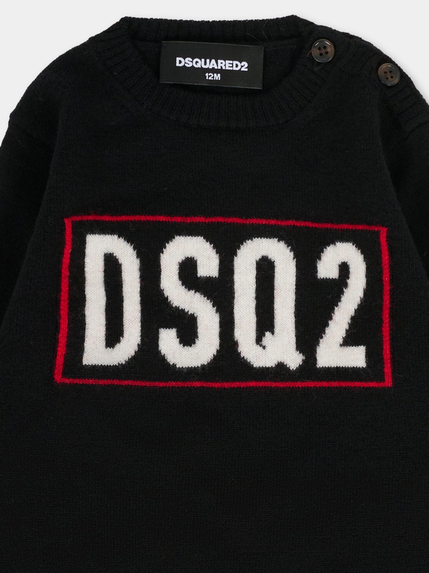 Maglione nero per neonato con logo,Dsquared2,DQ3109-D0AFF-DQ900