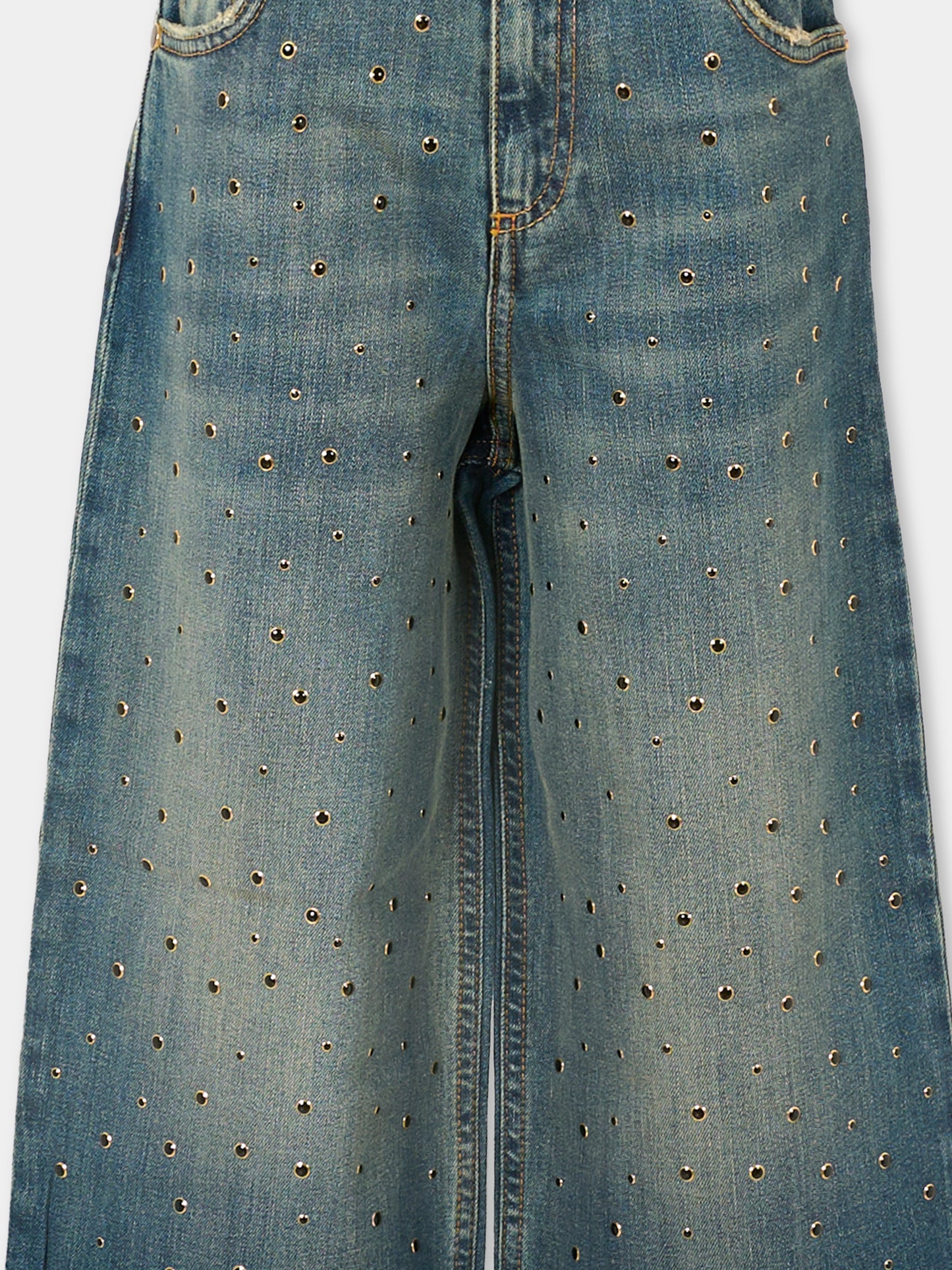 Jean denim blu per bambina con borchie,Msgm Kids,F5MSJGDP031 126