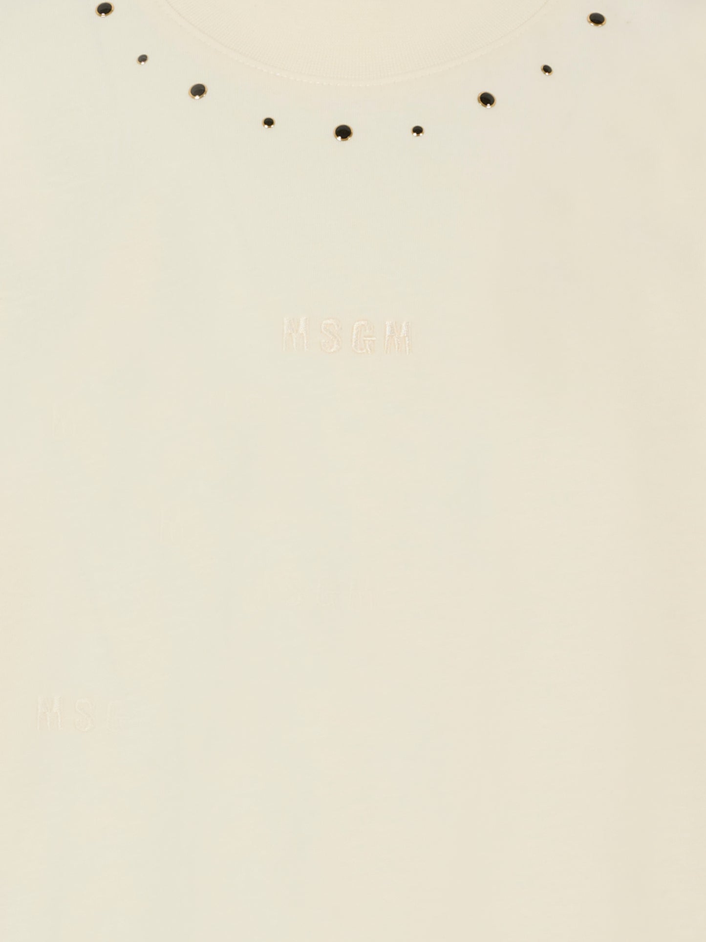 T-shirt avorio per bambina con logo e borchie,Msgm Kids,F5MSJGTH149 013