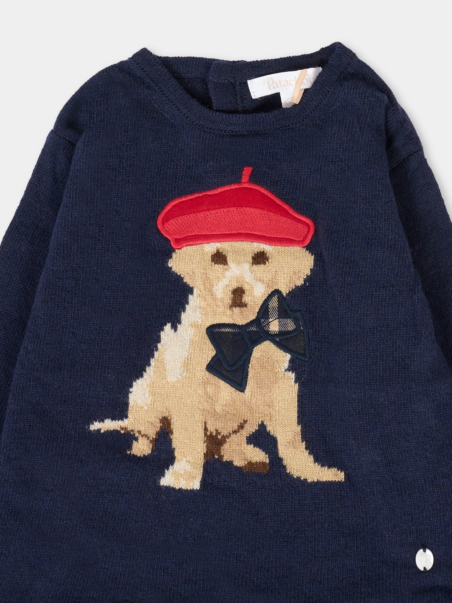 Maglione blu per neonata con cane,Patachou,PAP SWE4133269 360