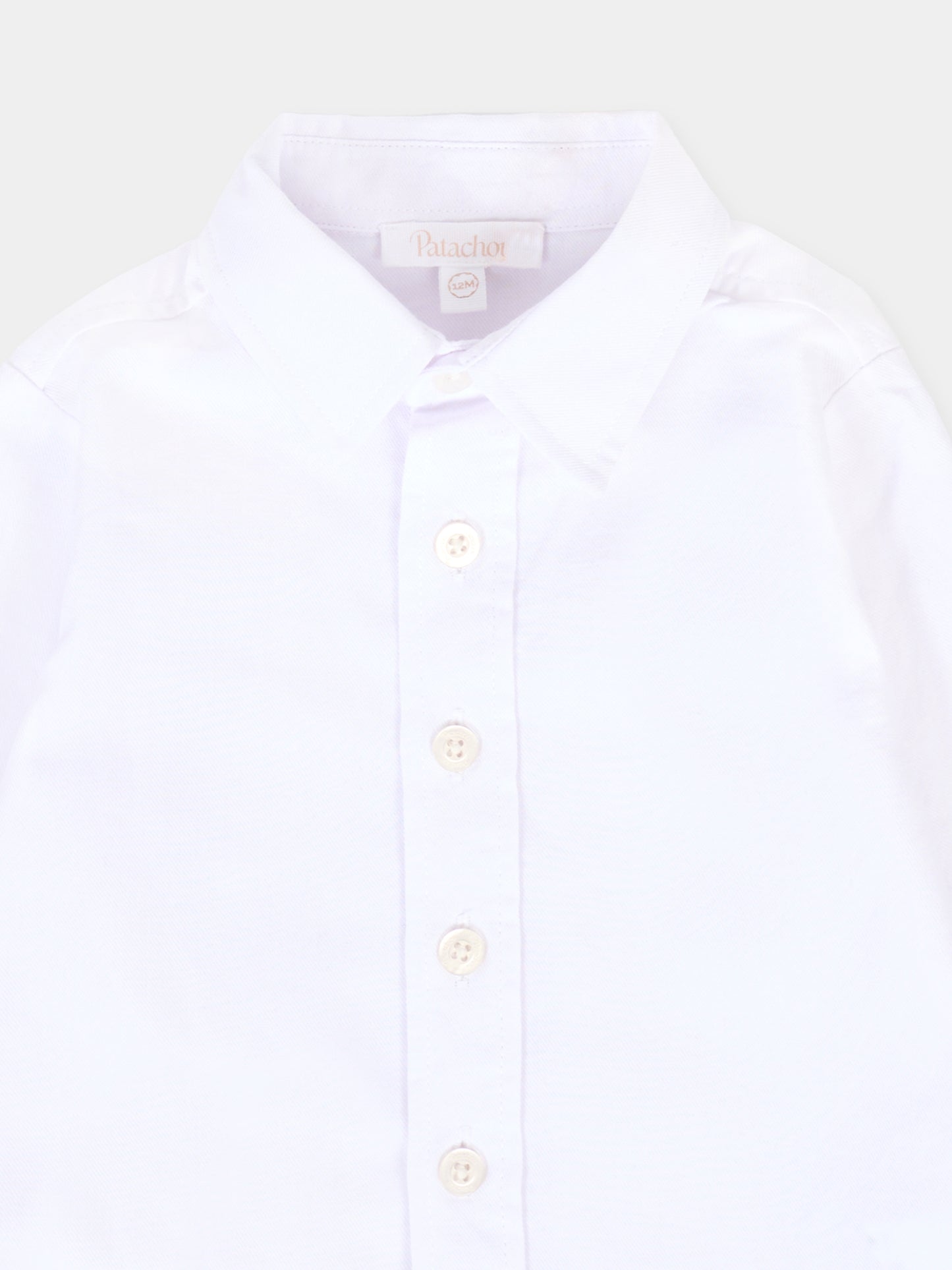 Camicia bianca per neonato con logo ricamato,Patachou,PAP CM4133364 000