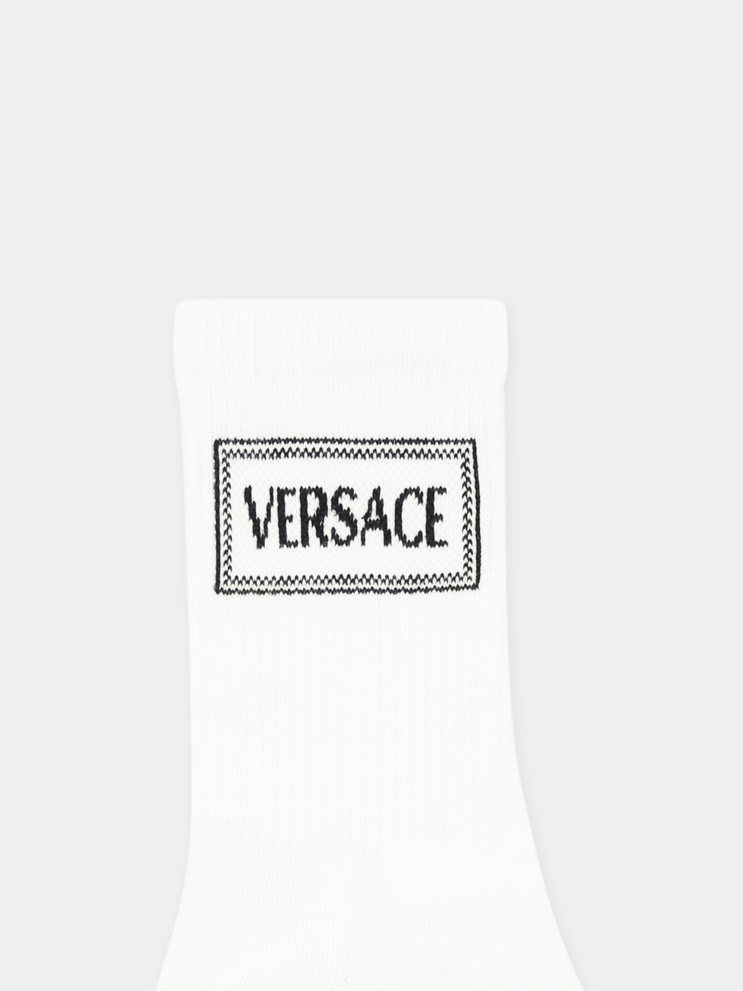 Calze bianche per bambini con logo '90s vintage,Versace,1019068 1A13266 2W020