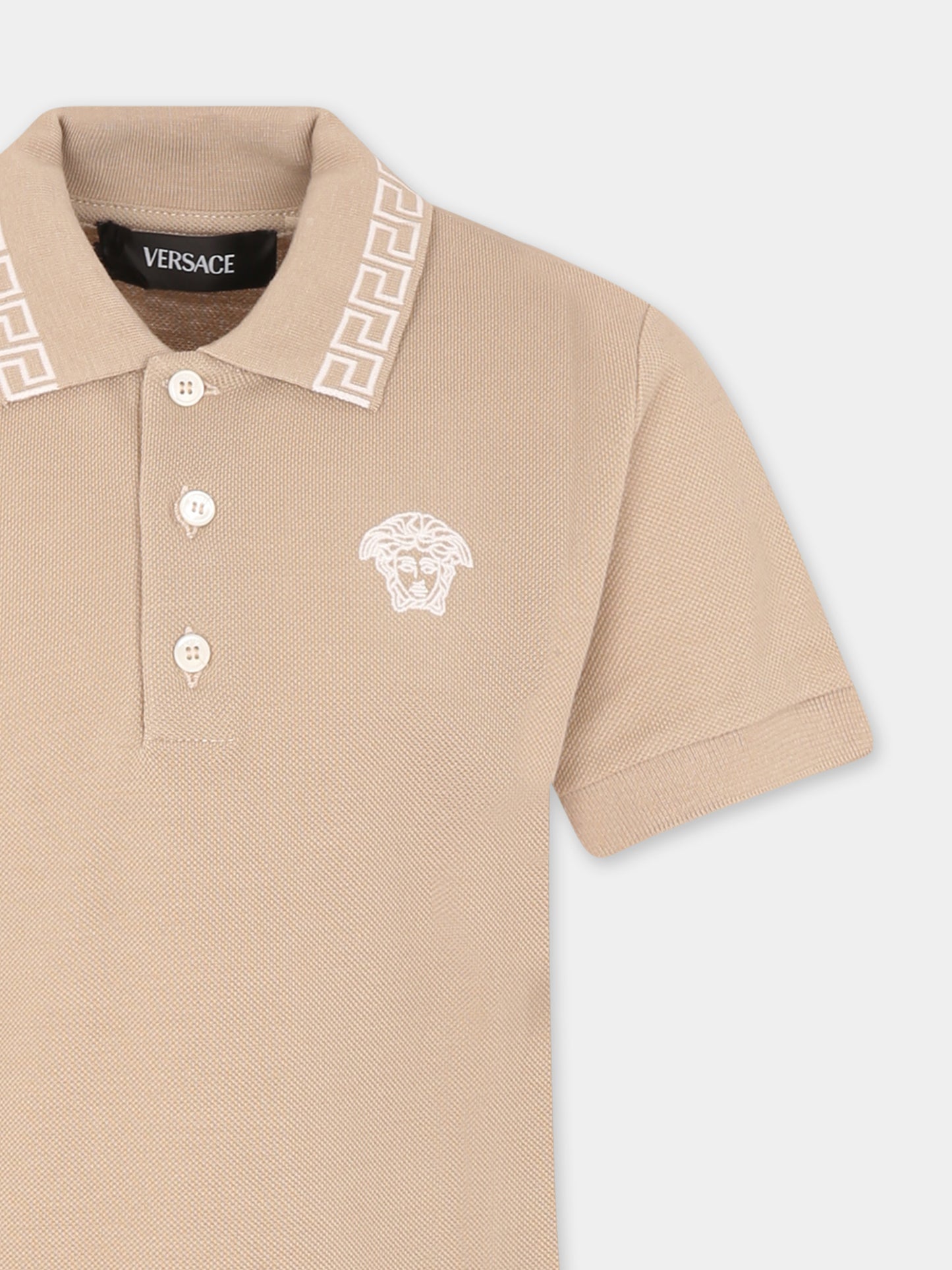 Polo beige per bambino con Medusa,Versace,1018617 1A13012 2KE30