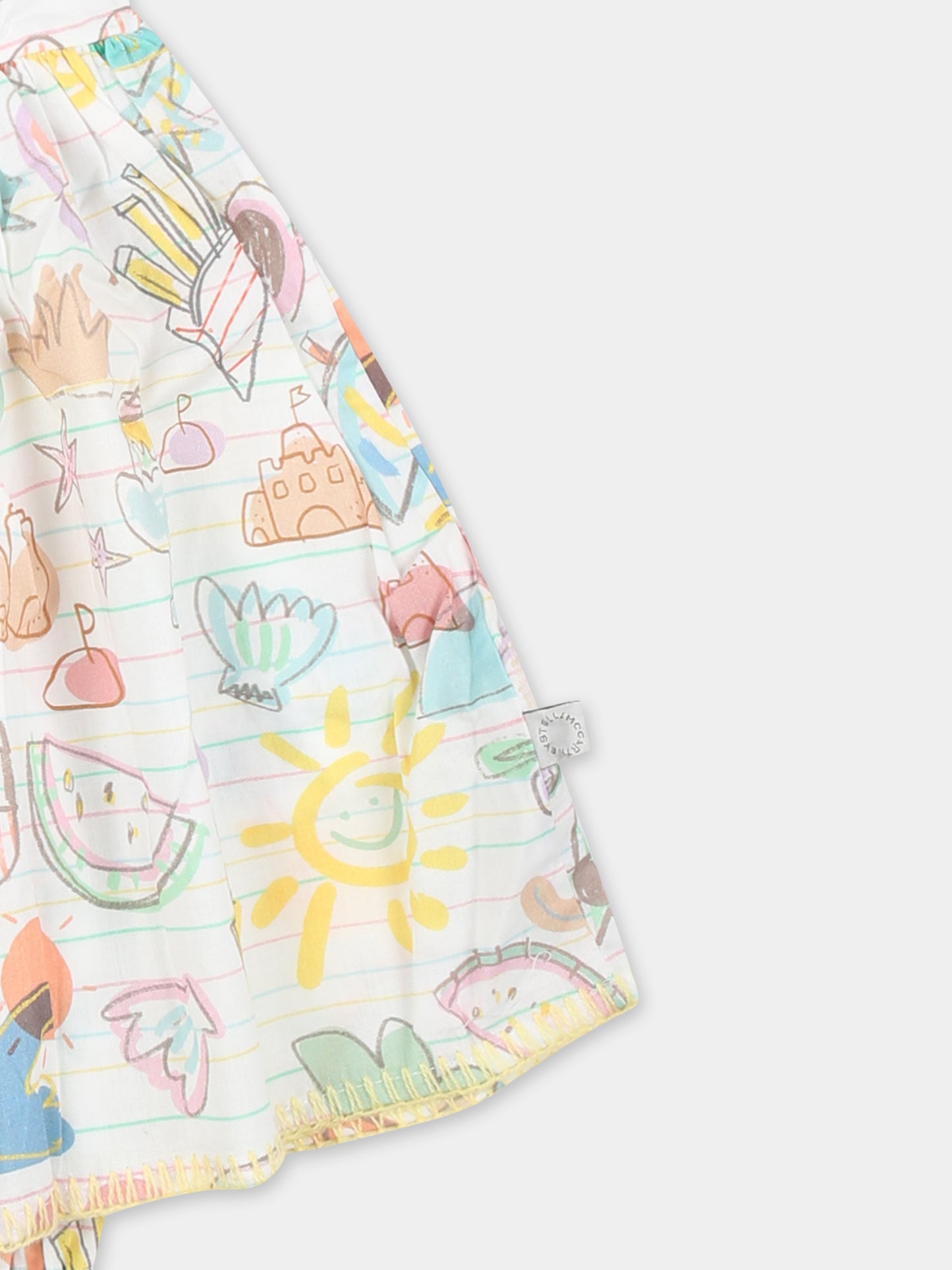 Vestito multicolor per neonata con disegni estivi,Stella Mccartney Kids,TU1042 Z1587 101MC