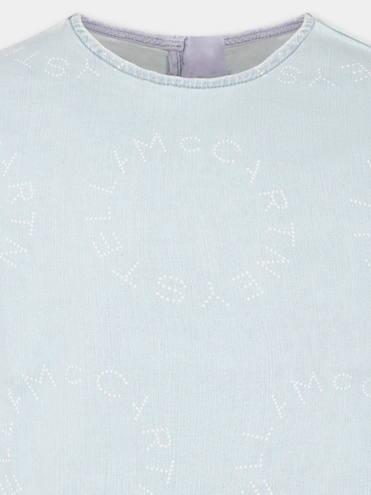 Vestito denim per bambina con logo all over,Stella Mccartney Kids,TU1E71 Z1917 600BC