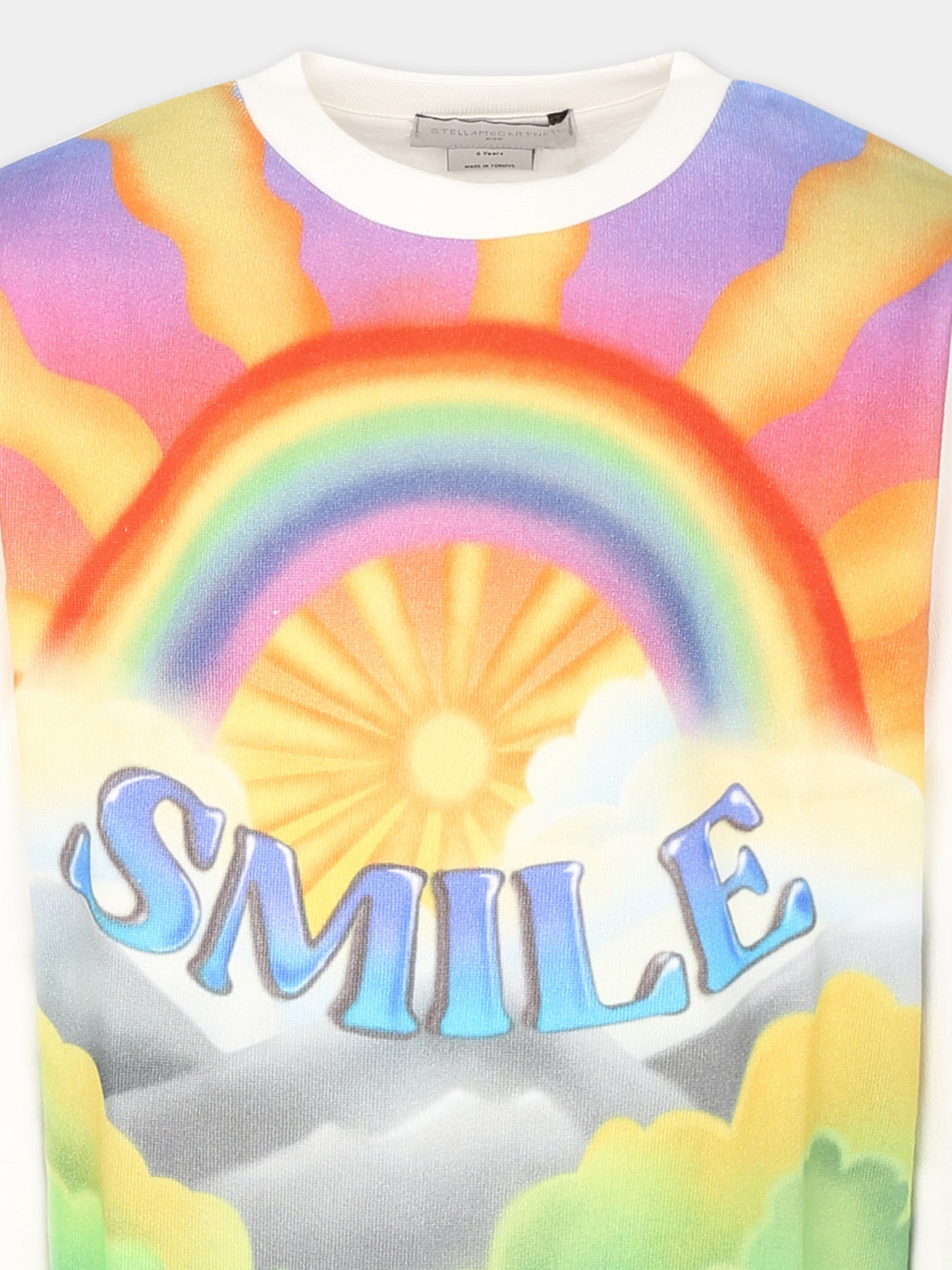 Felpa bianca per bambina con arcobaleno,Stella Mccartney Kids,TU4B90 Z0499 101
