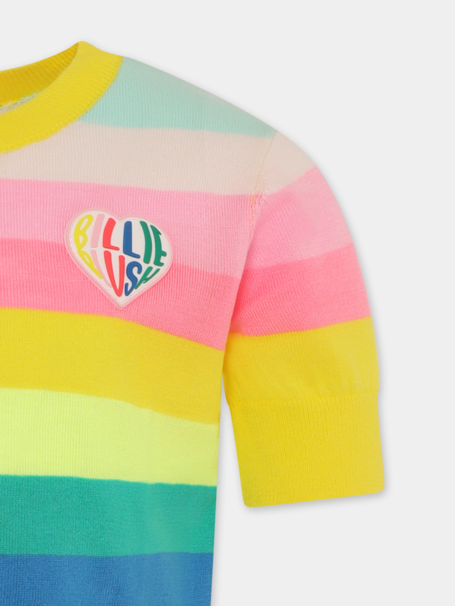 Multicolor sweater for girl with heart