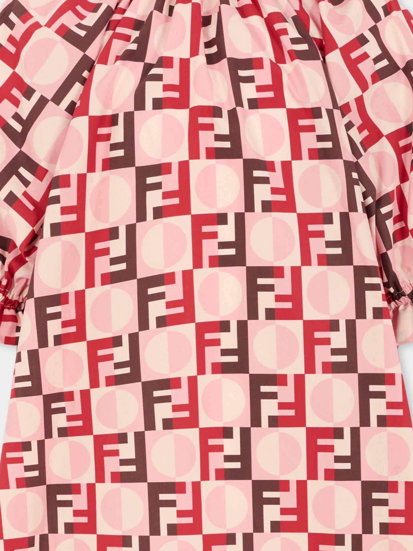 Vestito rosa per bambina con FF,Fendi Kids,JFB810 AYMH F1TKH