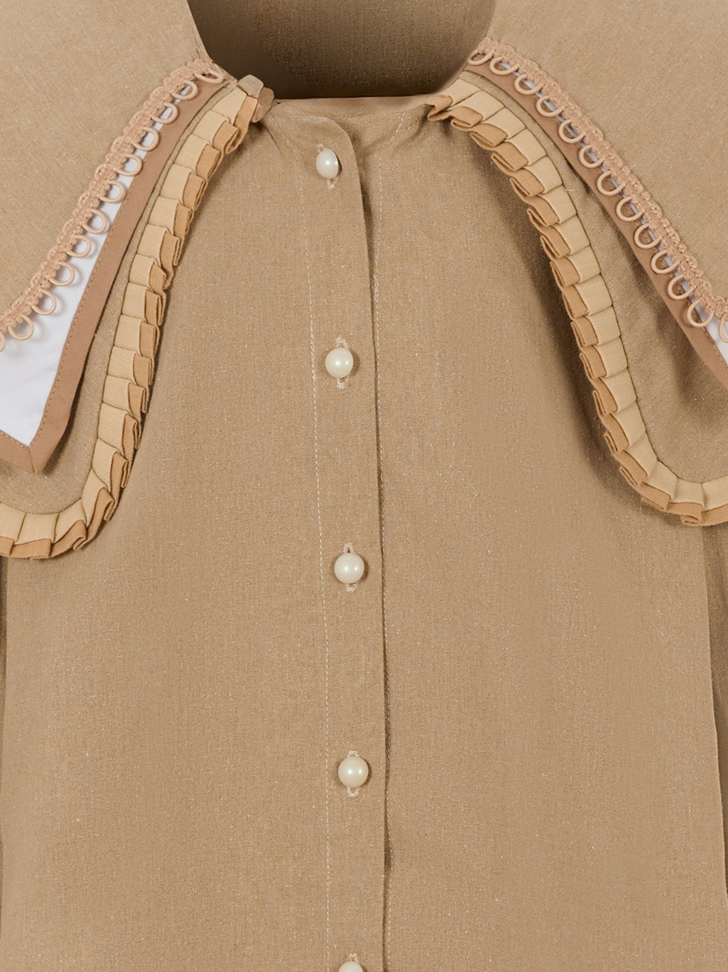 Vestito beige per bambina con ricami,Pangolini Kids,DRESS BEIGE