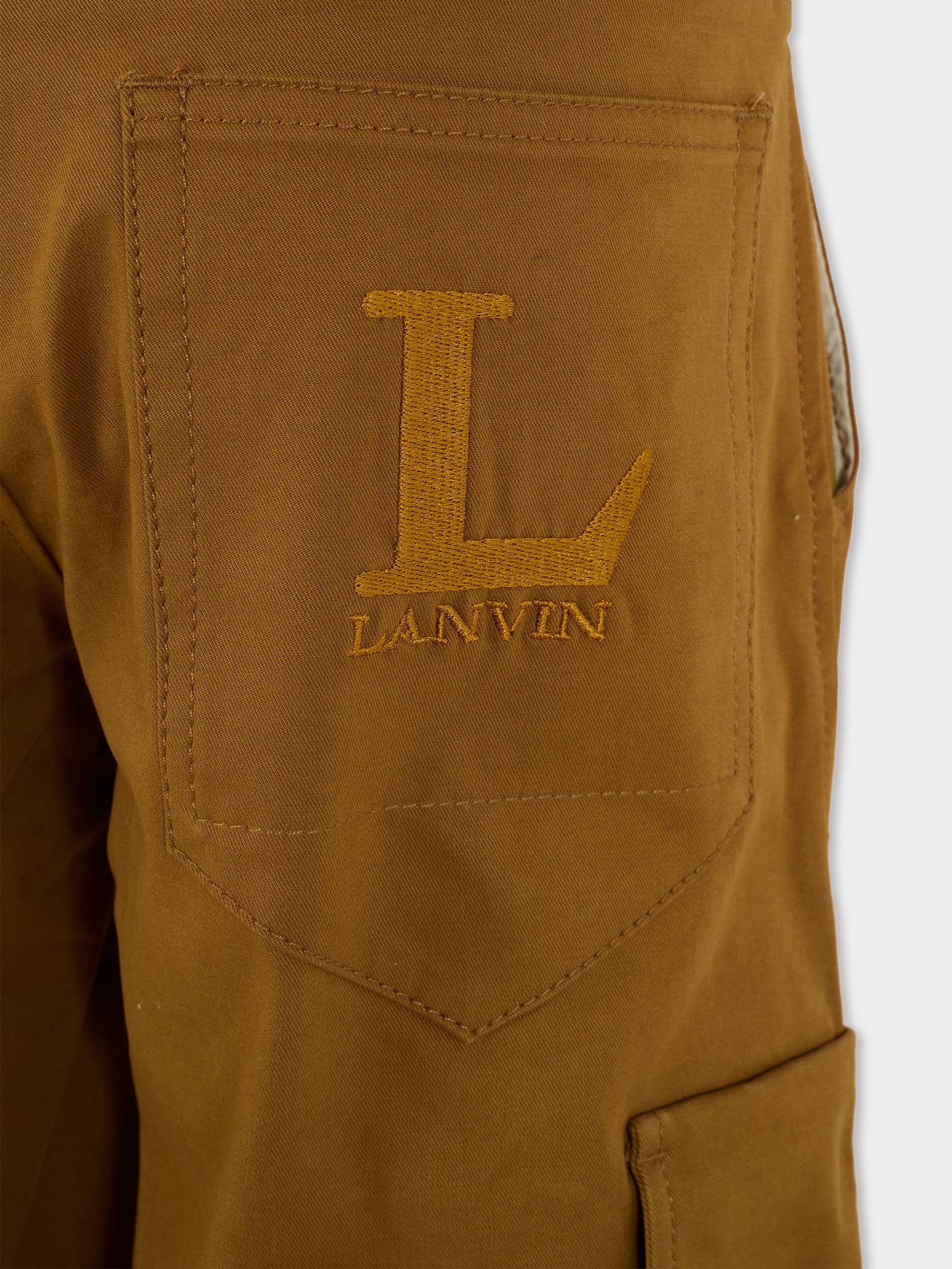Pantaloni marroni per bambino con logo,Lanvin Petite,N30304 585